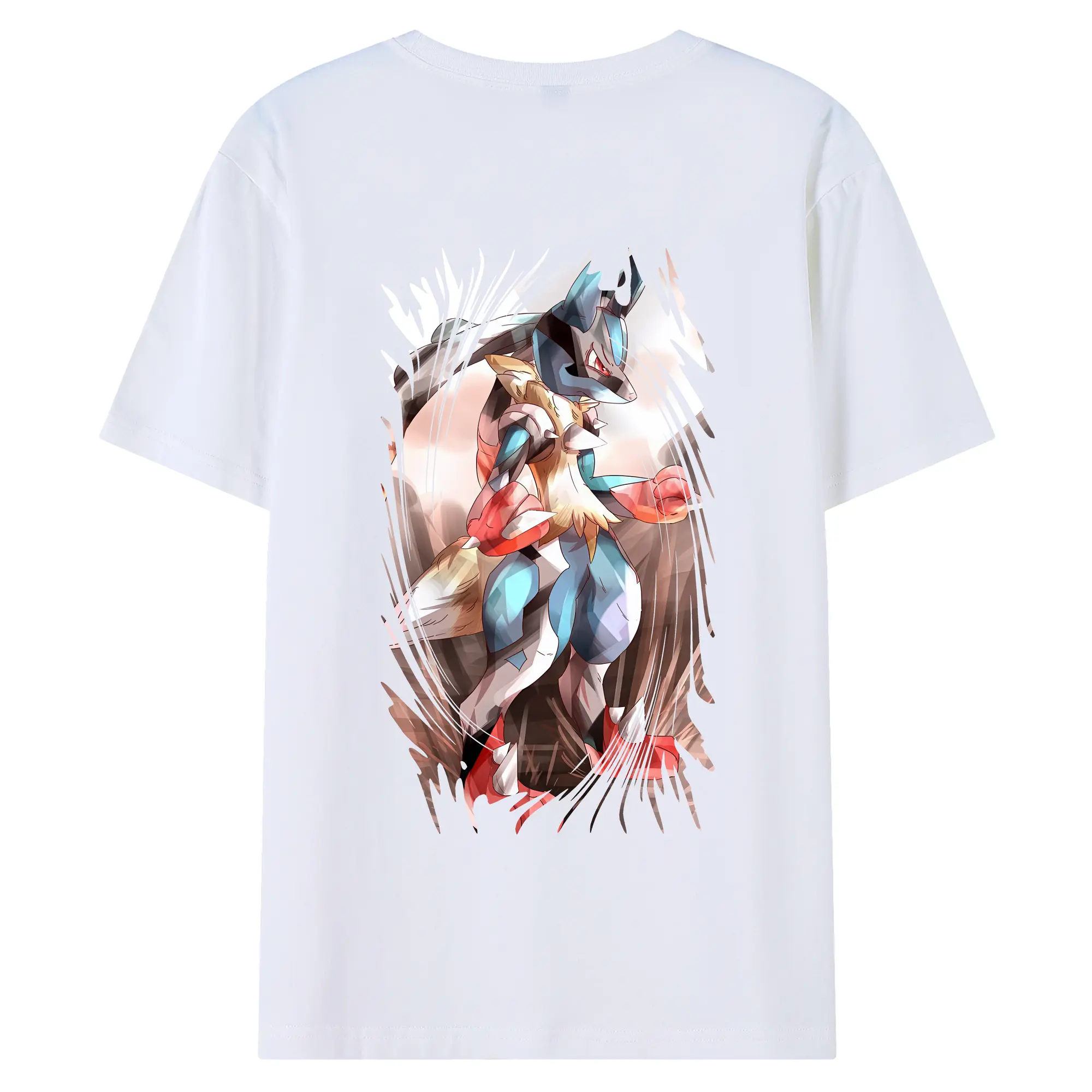 ポケモン グッズ,ルカリオ - 綿100％ 半袖Tシャツ ・ バックプリント ・ 快適 通気性 ・ 日常使い 散歩 スポーツ用