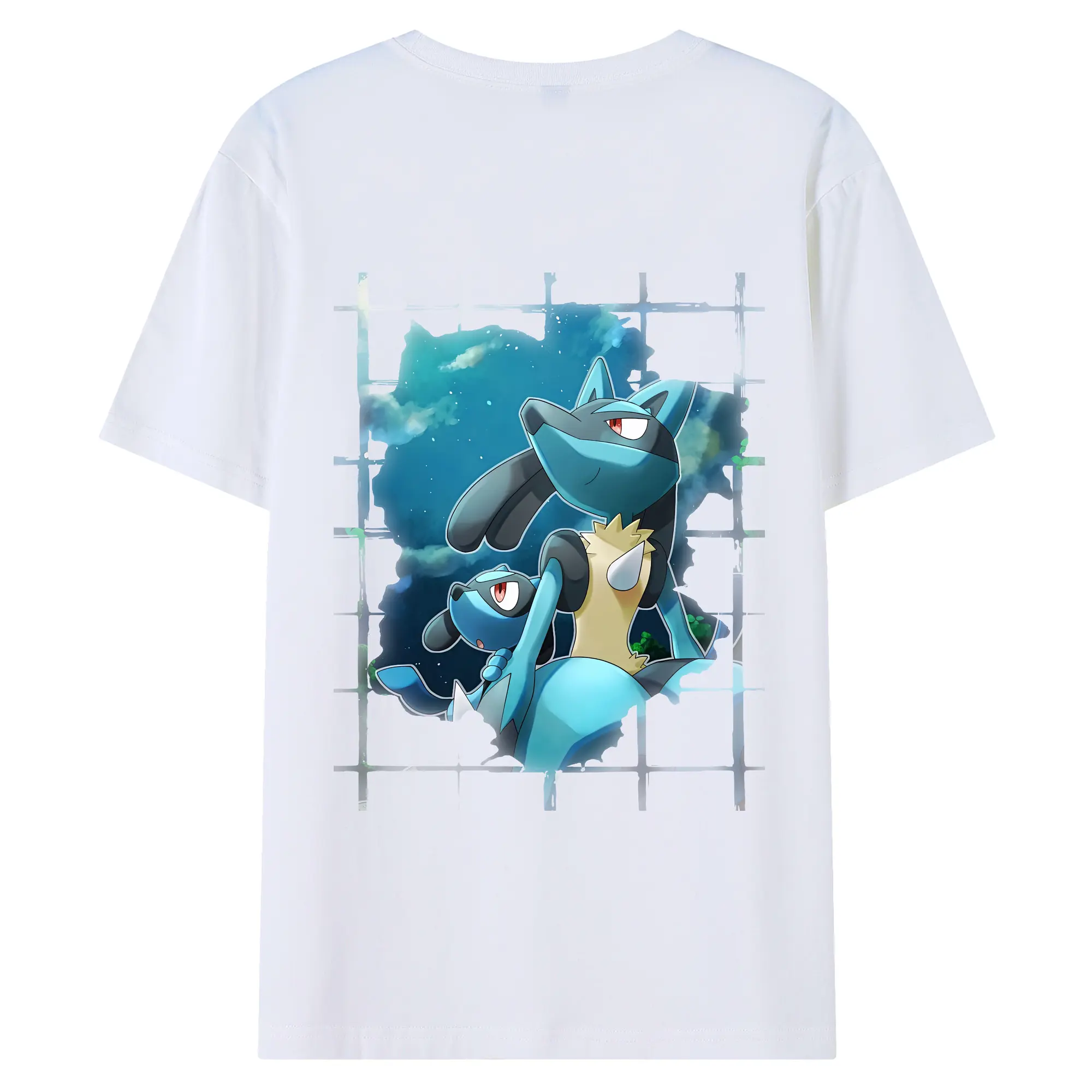 ポケモン グッズ,ルカリオ - 綿100％ 半袖Tシャツ ・ バックプリント ・ 快適 通気性 ・ 日常使い 散歩 スポーツ用