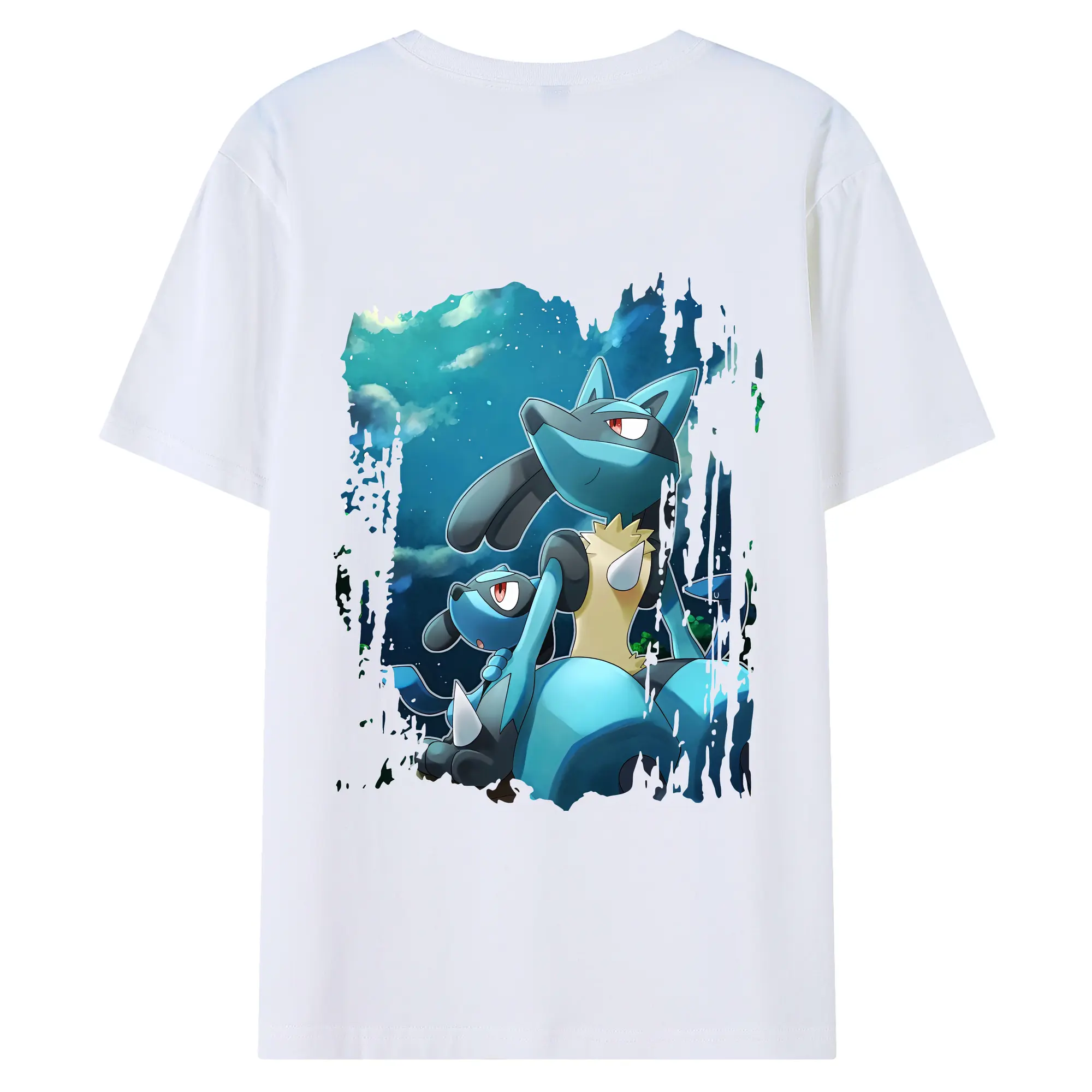 ポケモン グッズ,ルカリオ - 綿100％ 半袖Tシャツ ・ バックプリント ・ 快適 通気性 ・ 日常使い 散歩 スポーツ用