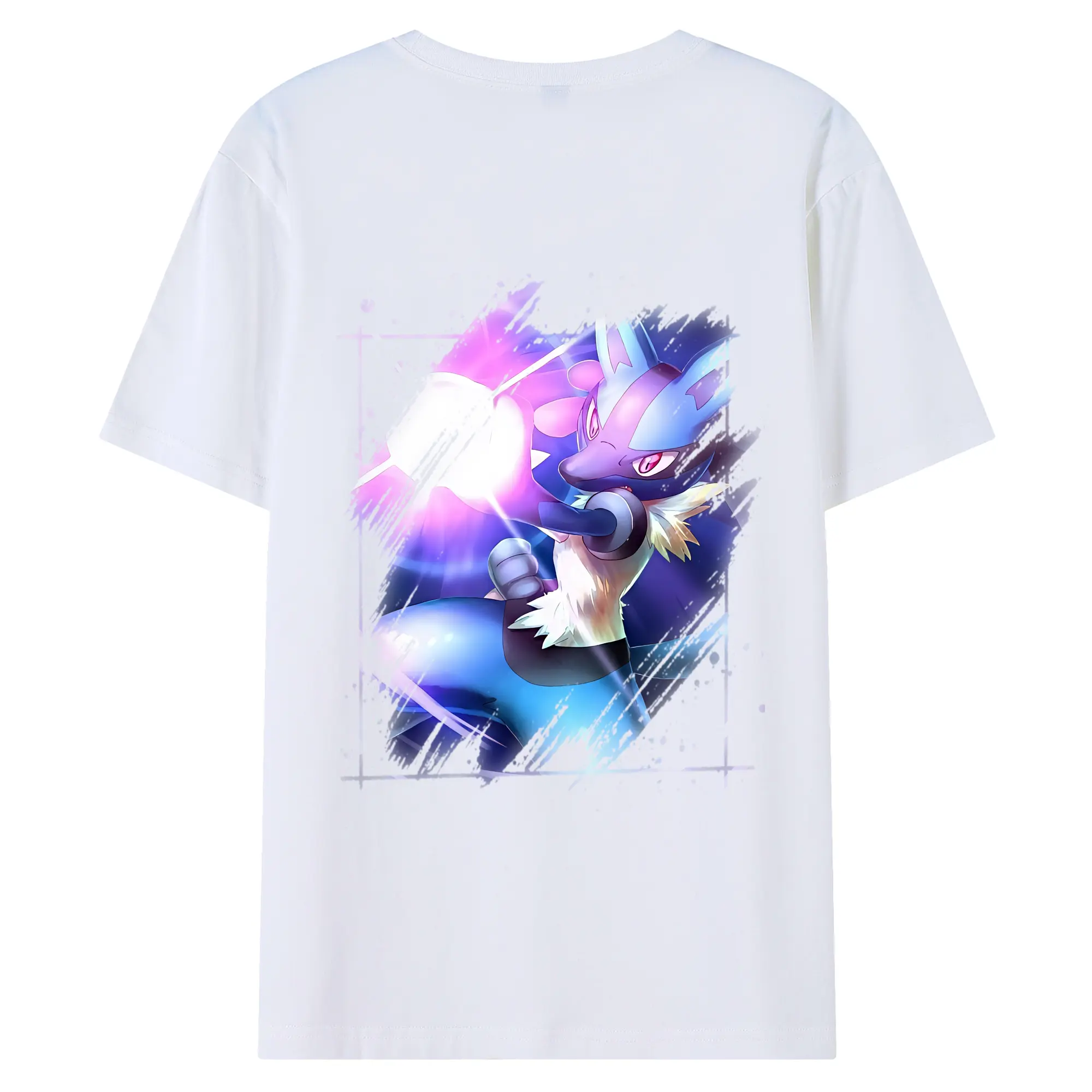 ポケモン グッズ,ルカリオ - 綿100％ 半袖Tシャツ ・ バックプリント ・ 快適 通気性 ・ 日常使い 散歩 スポーツ用
