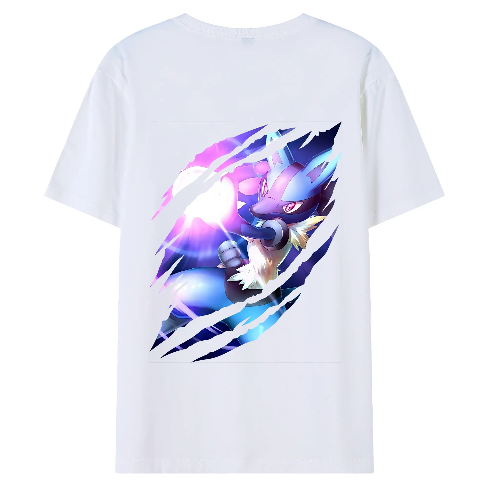 ポケモン グッズ,ルカリオ - 綿100％ 半袖Tシャツ ・ バックプリント ・ 快適 通気性 ・ 日常使い 散歩 スポーツ用