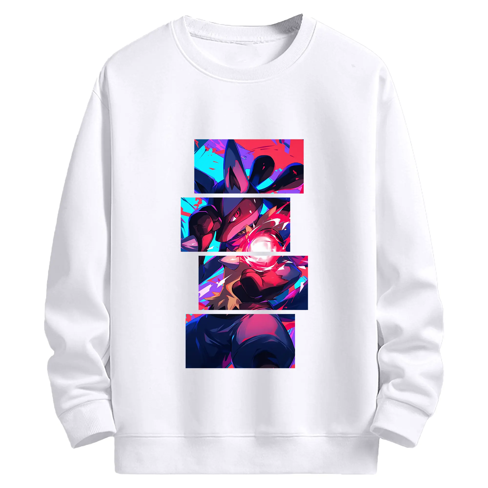 ポケモン グッズ,ルカリオ - 高品質 クルーネック スウェット ・ コットン59％ ポリエステル41％ ・ ユニセックス 長袖 トレーナー ・ カジュアル デイリー スポーツ 散歩用