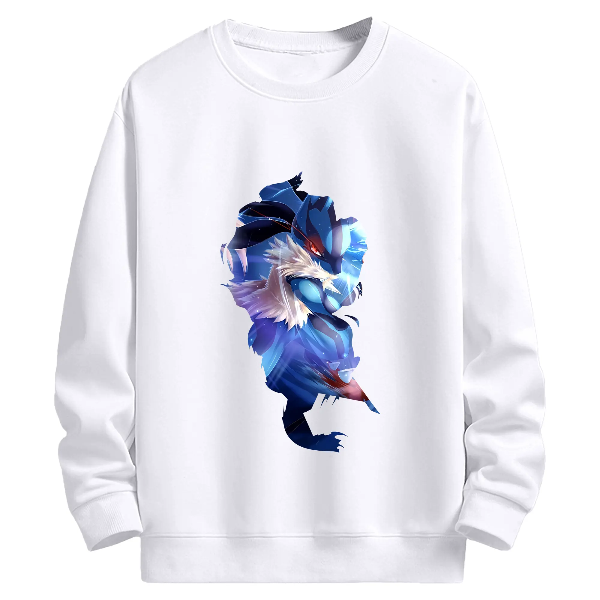 ポケモン グッズ,ルカリオ - 高品質 クルーネック スウェット ・ コットン59％ ポリエステル41％ ・ ユニセックス 長袖 トレーナー ・ カジュアル デイリー スポーツ 散歩用