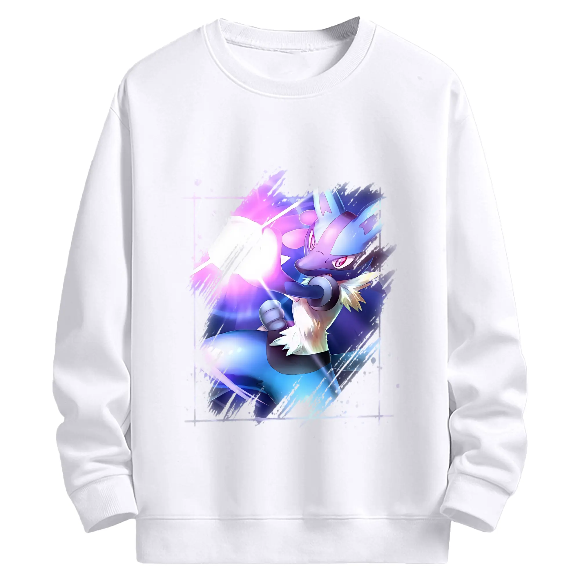 ポケモン グッズ,ルカリオ - 高品質 クルーネック スウェット ・ コットン59％ ポリエステル41％ ・ ユニセックス 長袖 トレーナー ・ カジュアル デイリー スポーツ 散歩用