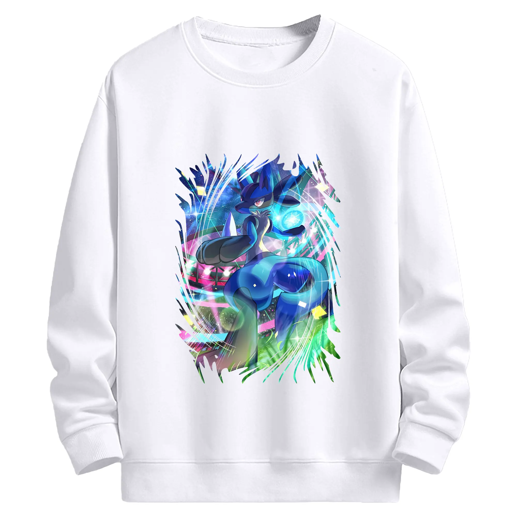 ポケモン グッズ,ルカリオ - 高品質 クルーネック スウェット ・ コットン59％ ポリエステル41％ ・ ユニセックス 長袖 トレーナー ・ カジュアル デイリー スポーツ 散歩用