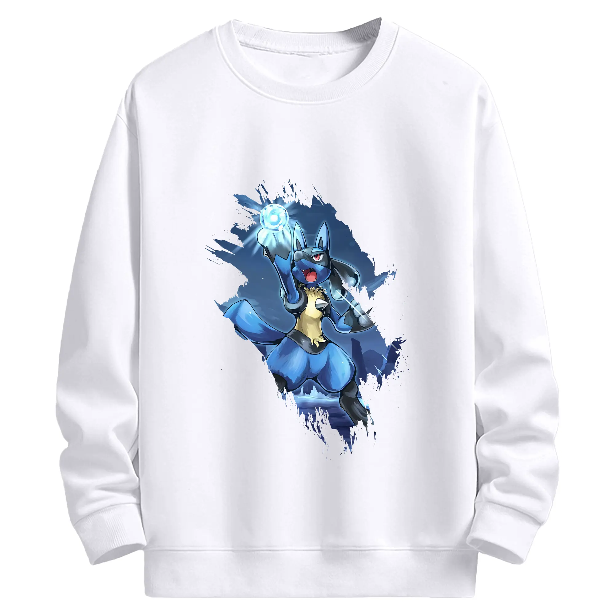 ポケモン グッズ,ルカリオ - 高品質 クルーネック スウェット ・ コットン59％ ポリエステル41％ ・ ユニセックス 長袖 トレーナー ・ カジュアル デイリー スポーツ 散歩用