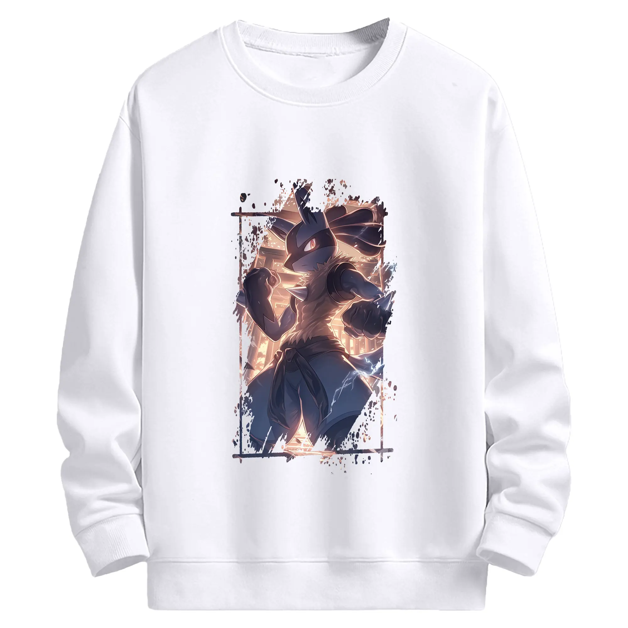 ポケモン グッズ,ルカリオ - 高品質 クルーネック スウェット ・ コットン59％ ポリエステル41％ ・ ユニセックス 長袖 トレーナー ・ カジュアル デイリー スポーツ 散歩用