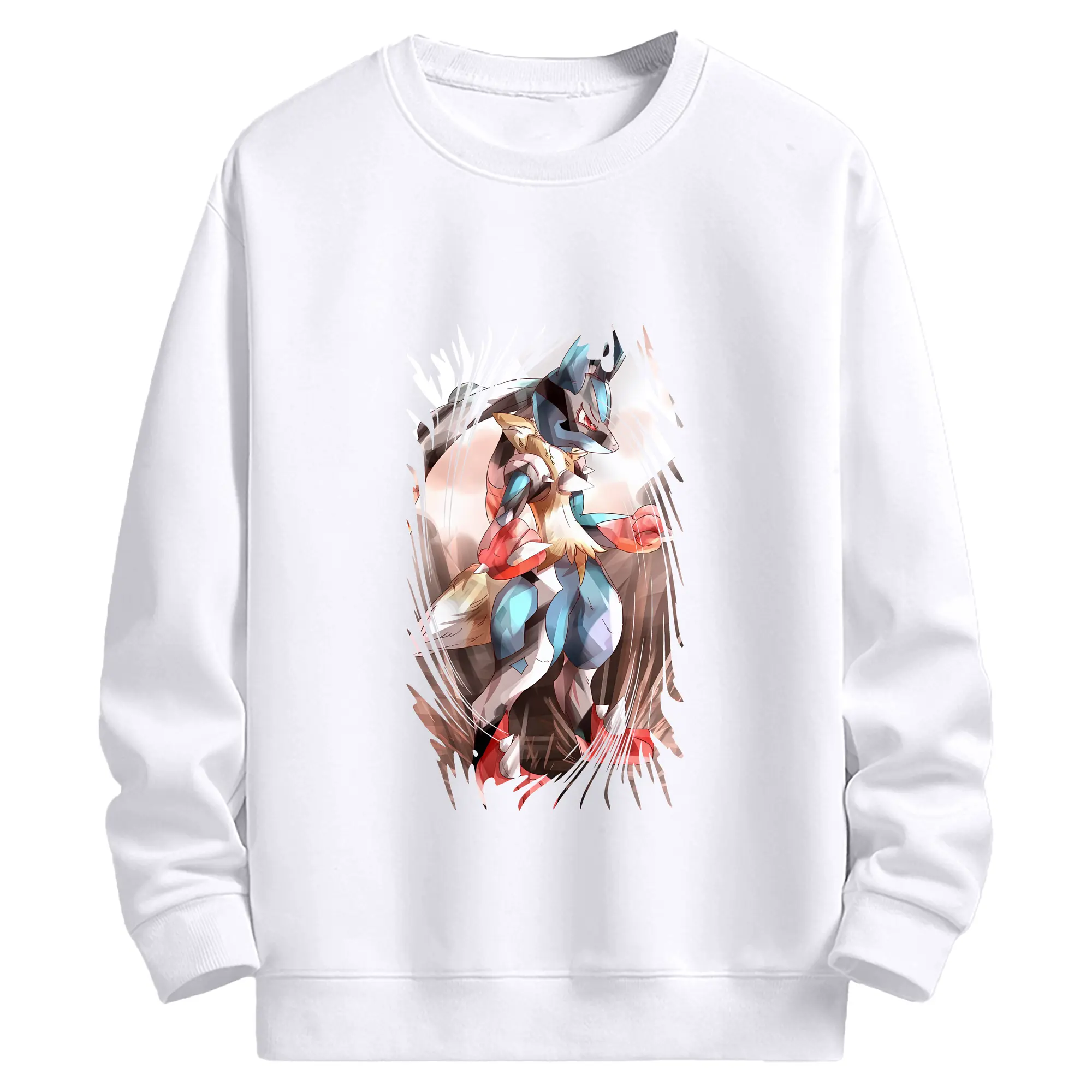 ポケモン グッズ,ルカリオ - 高品質 クルーネック スウェット ・ コットン59％ ポリエステル41％ ・ ユニセックス 長袖 トレーナー ・ カジュアル デイリー スポーツ 散歩用