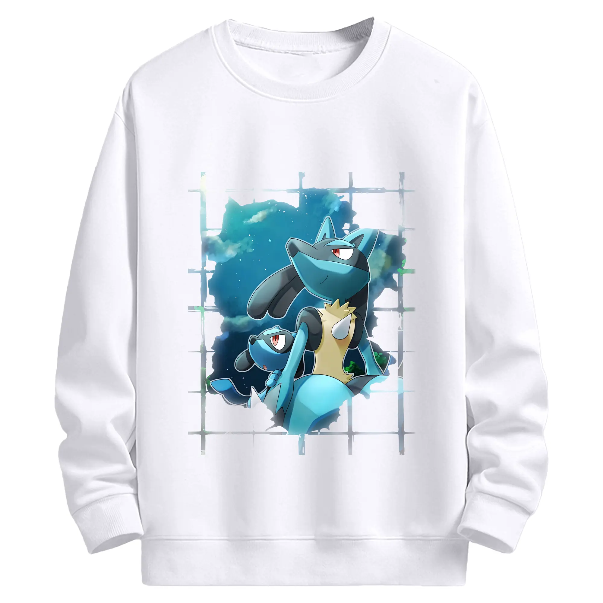 ポケモン グッズ,ルカリオ - 高品質 クルーネック スウェット ・ コットン59％ ポリエステル41％ ・ ユニセックス 長袖 トレーナー ・ カジュアル デイリー スポーツ 散歩用