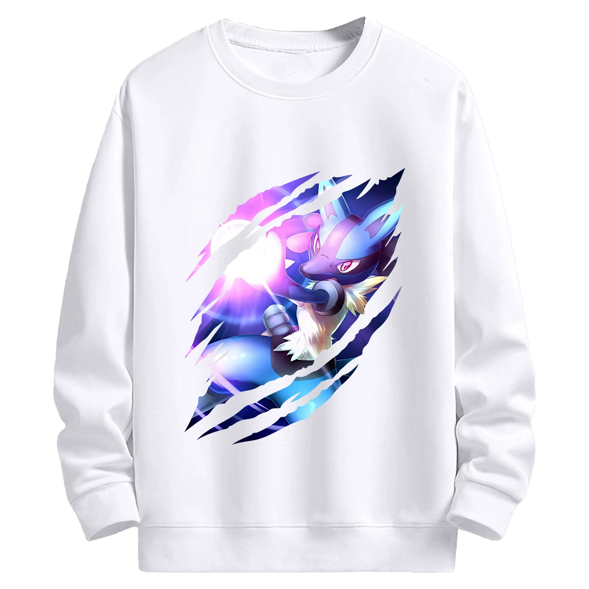 ポケモン グッズ,ルカリオ - 高品質 クルーネック スウェット ・ コットン59％ ポリエステル41％ ・ ユニセックス 長袖 トレーナー ・ カジュアル デイリー スポーツ 散歩用