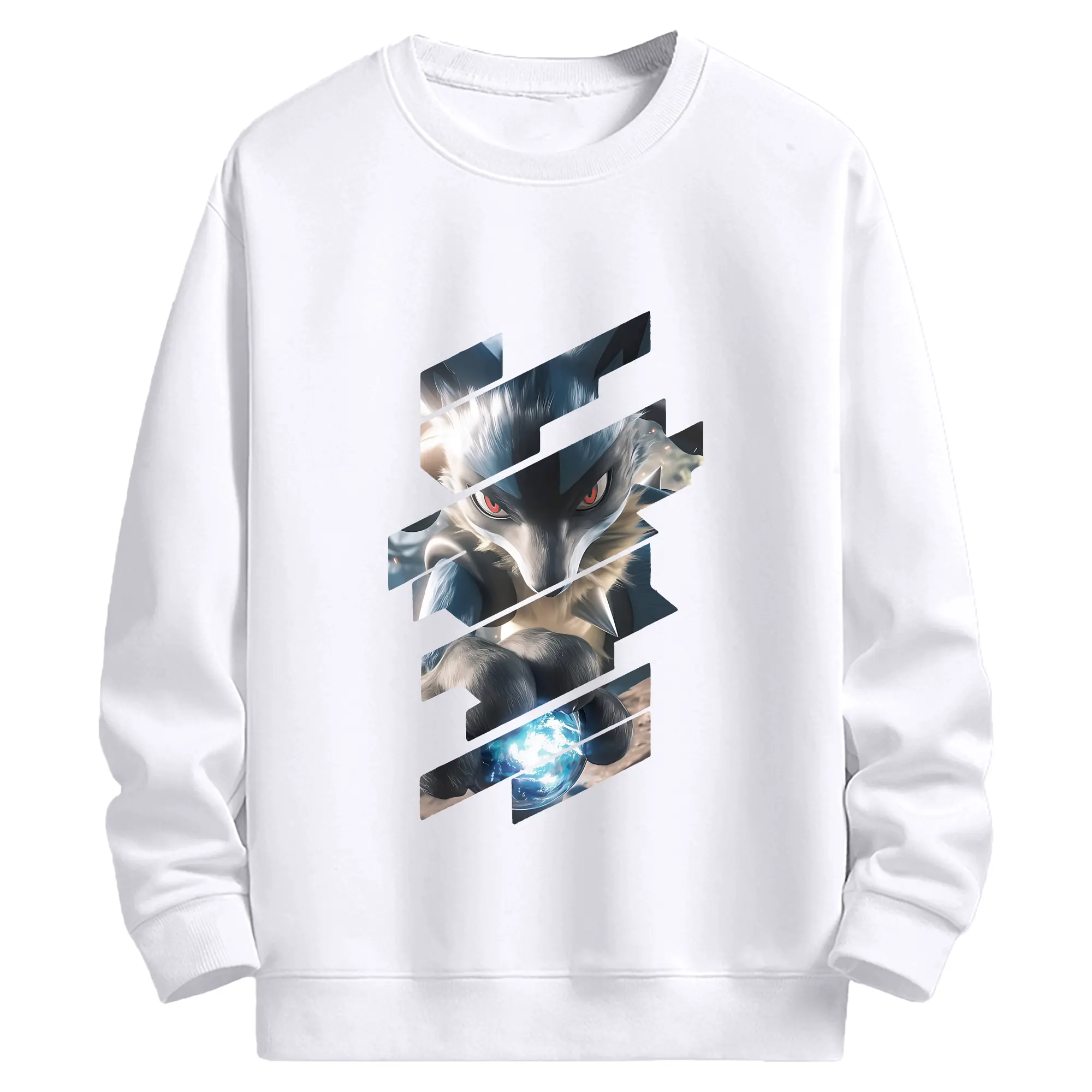 ポケモン グッズ,ルカリオ - 高品質 クルーネック スウェット ・ コットン59％ ポリエステル41％ ・ ユニセックス 長袖 トレーナー ・ カジュアル デイリー スポーツ 散歩用