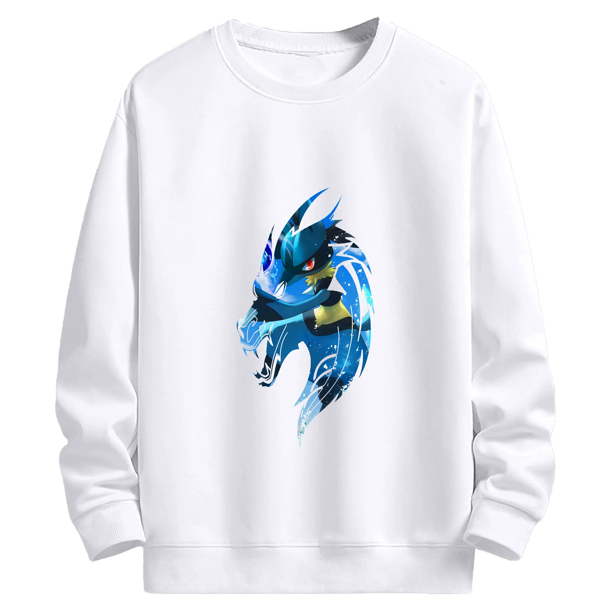 ポケモン グッズ,ルカリオ - 高品質 クルーネック スウェット ・ コットン59％ ポリエステル41％ ・ ユニセックス 長袖 トレーナー ・ カジュアル デイリー スポーツ 散歩用