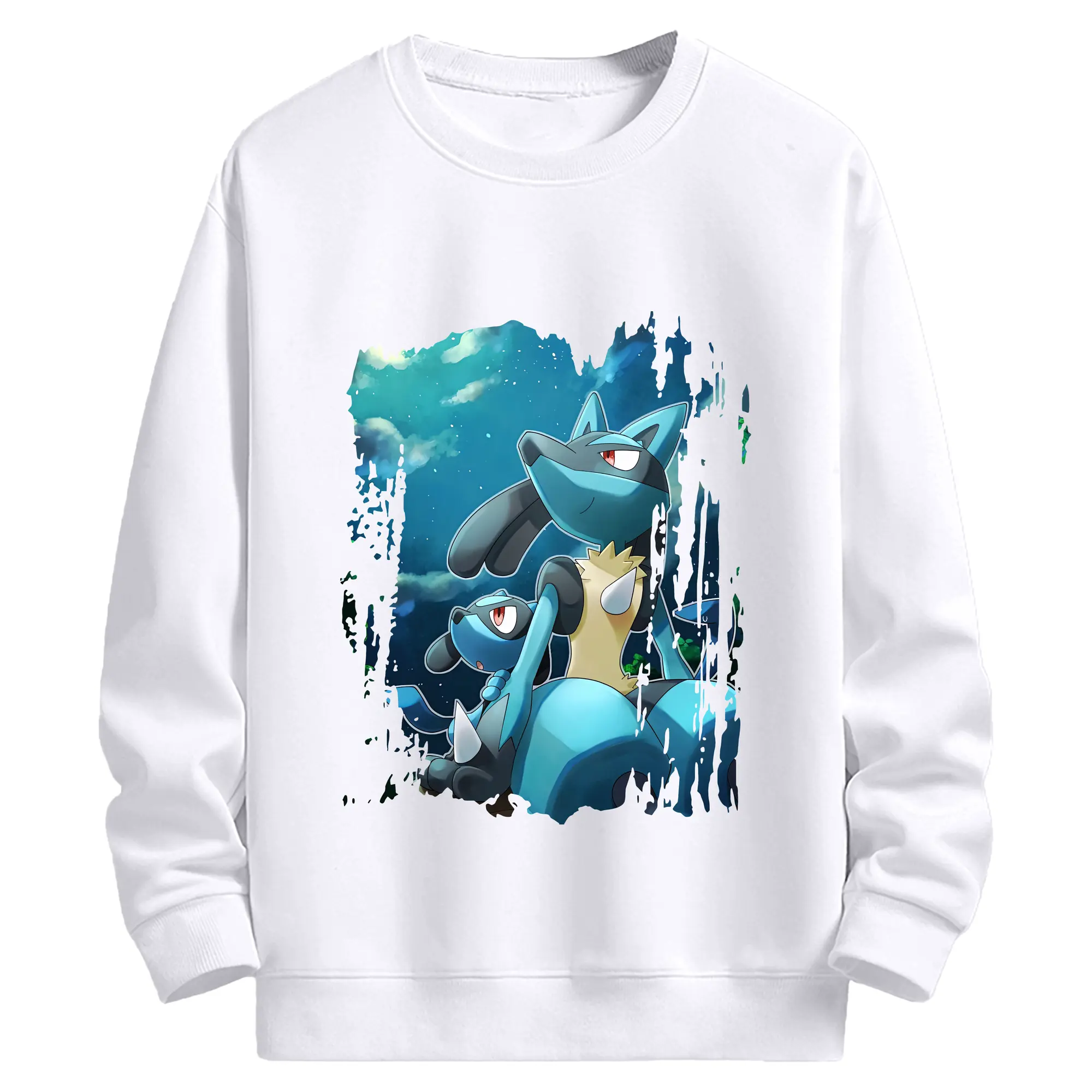 ポケモン グッズ,ルカリオ - 高品質 クルーネック スウェット ・ コットン59％ ポリエステル41％ ・ ユニセックス 長袖 トレーナー ・ カジュアル デイリー スポーツ 散歩用