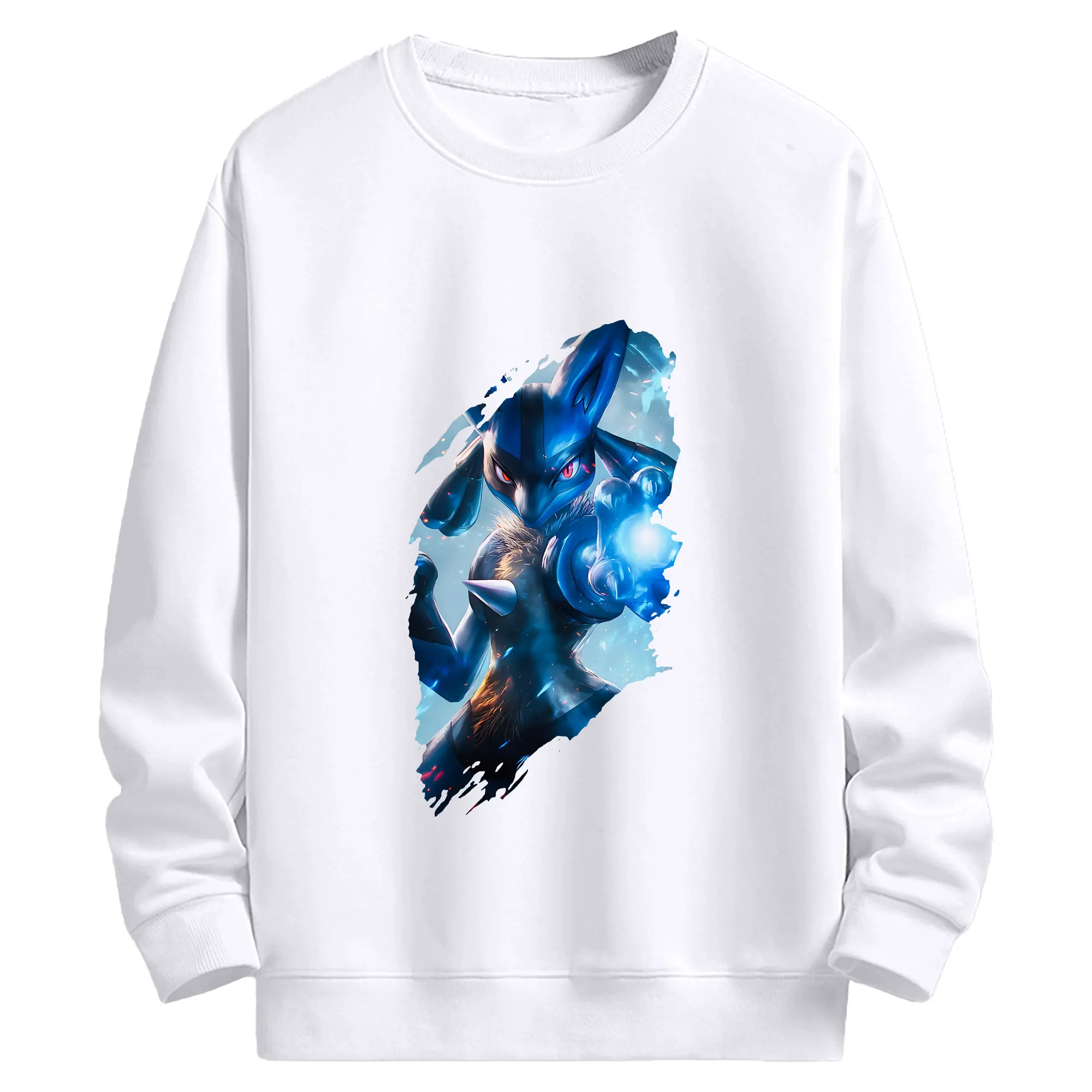 ポケモン グッズ,ルカリオ - 高品質 クルーネック スウェット ・ コットン59％ ポリエステル41％ ・ ユニセックス 長袖 トレーナー ・ カジュアル デイリー スポーツ 散歩用