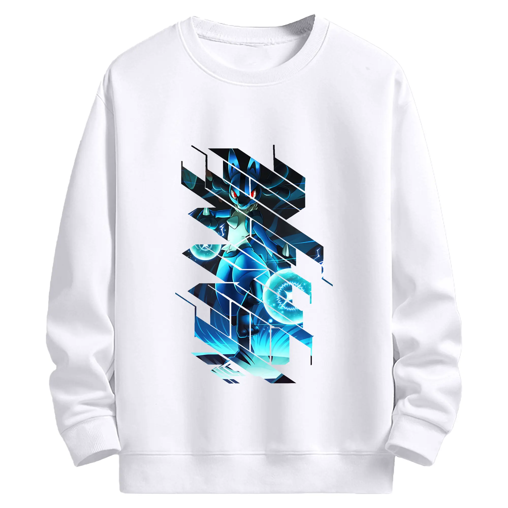 ポケモン グッズ,ルカリオ - 高品質 クルーネック スウェット ・ コットン59％ ポリエステル41％ ・ ユニセックス 長袖 トレーナー ・ カジュアル デイリー スポーツ 散歩用