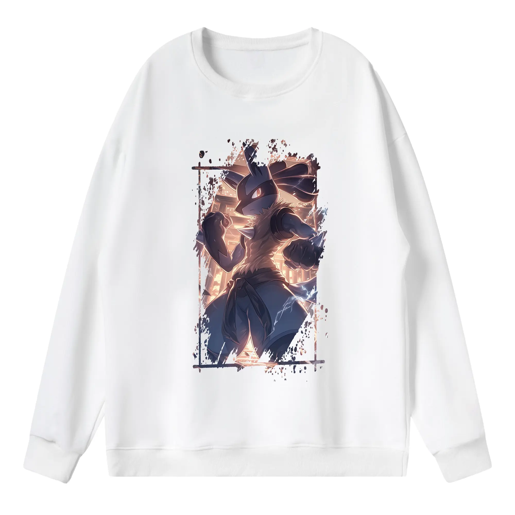 ポケモン グッズ,ルカリオ - 薄手 クルーネック スウェット 裏毛260g · ポリエステル 春秋向け カジュアル 男女兼用 · トレーナー デイリー スポーツ 散歩に最適