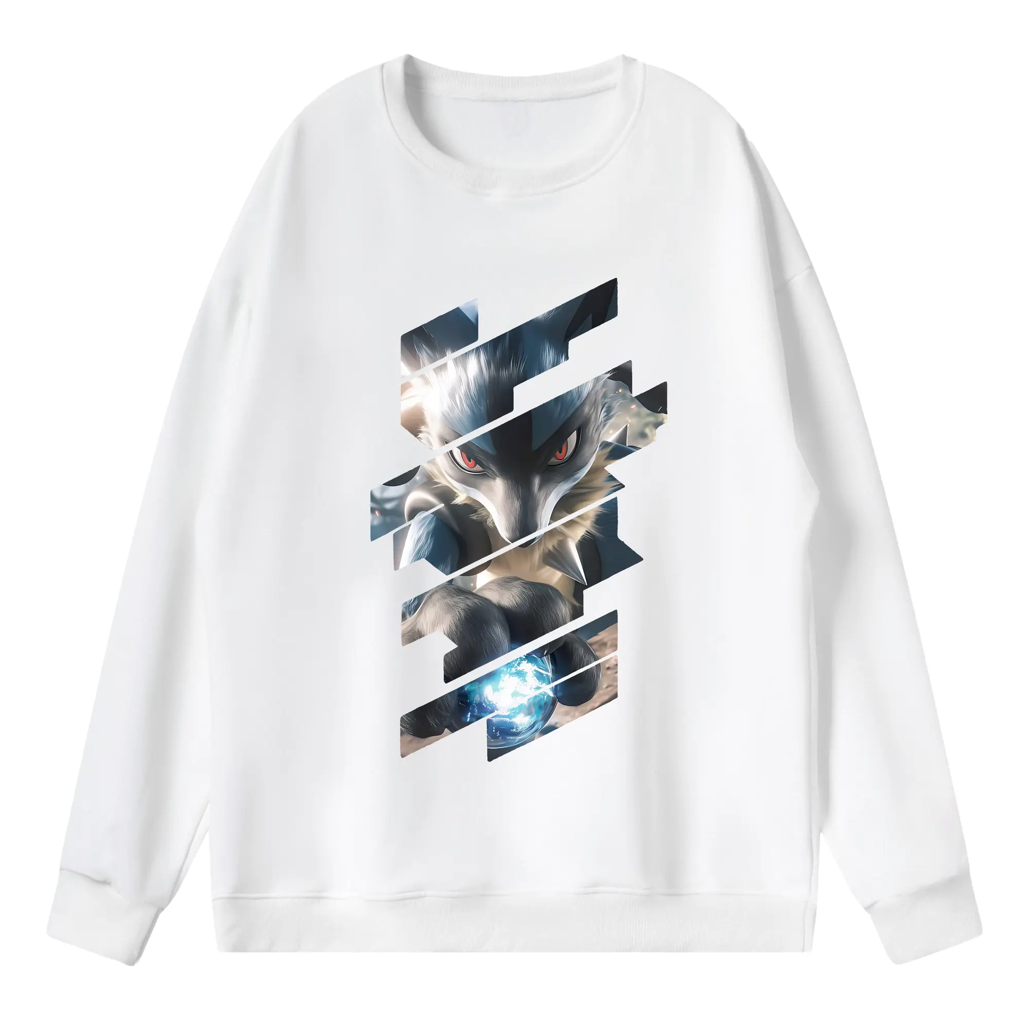 ポケモン グッズ,ルカリオ - 薄手 クルーネック スウェット 裏毛260g · ポリエステル 春秋向け カジュアル 男女兼用 · トレーナー デイリー スポーツ 散歩に最適