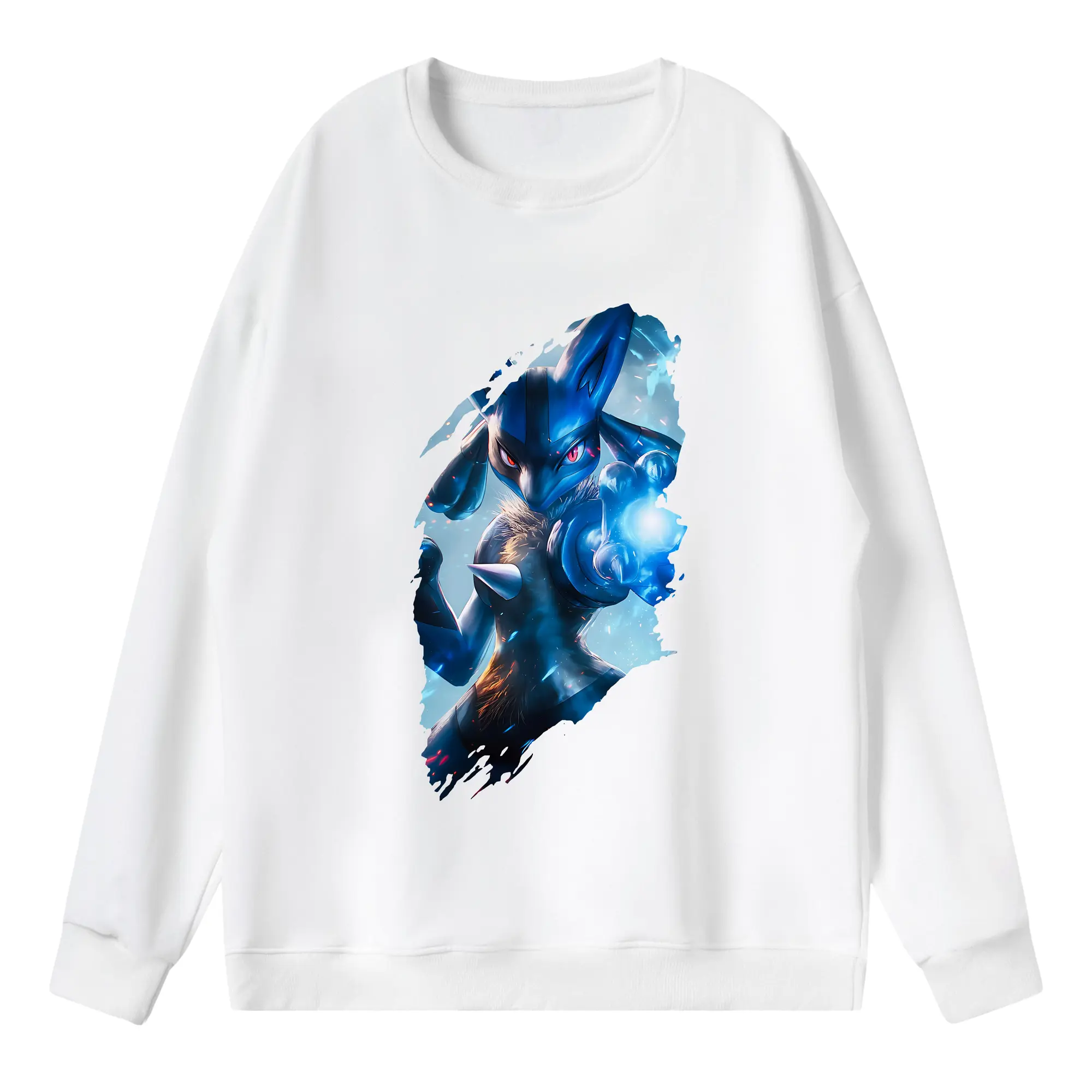 ポケモン グッズ,ルカリオ - 薄手 クルーネック スウェット 裏毛260g · ポリエステル 春秋向け カジュアル 男女兼用 · トレーナー デイリー スポーツ 散歩に最適