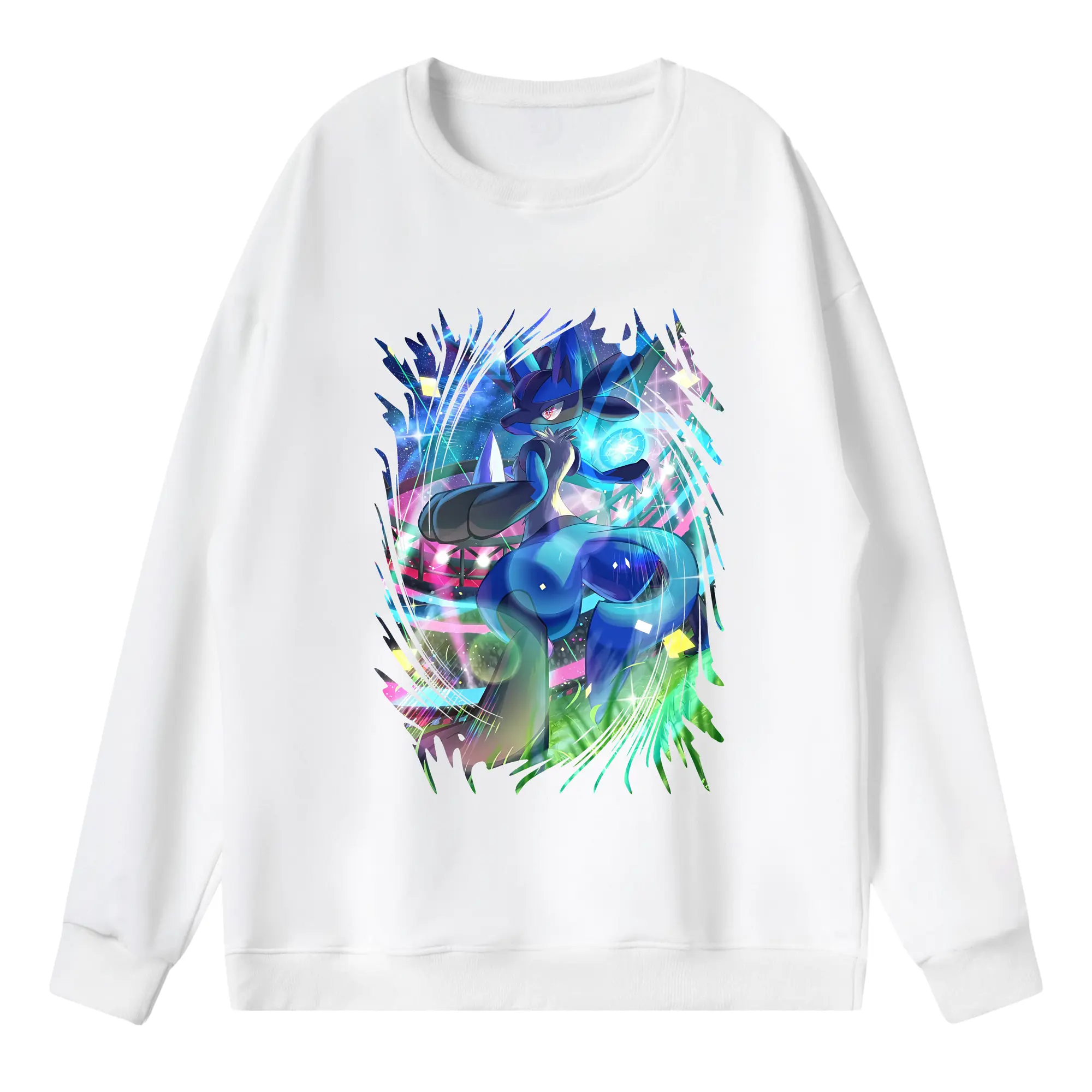 ポケモン グッズ,ルカリオ - 薄手 クルーネック スウェット 裏毛260g · ポリエステル 春秋向け カジュアル 男女兼用 · トレーナー デイリー スポーツ 散歩に最適