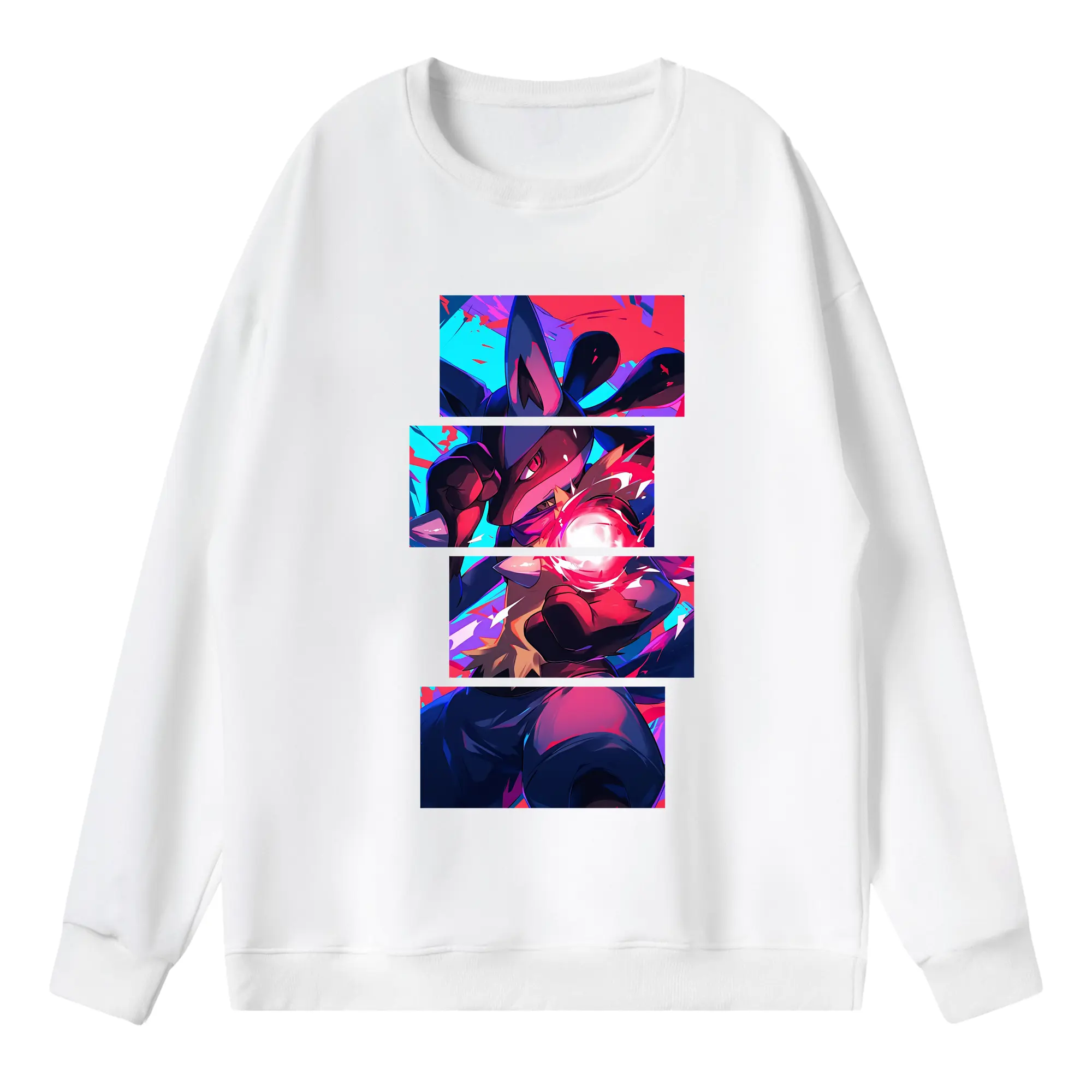 ポケモン グッズ,ルカリオ - 薄手 クルーネック スウェット 裏毛260g · ポリエステル 春秋向け カジュアル 男女兼用 · トレーナー デイリー スポーツ 散歩に最適