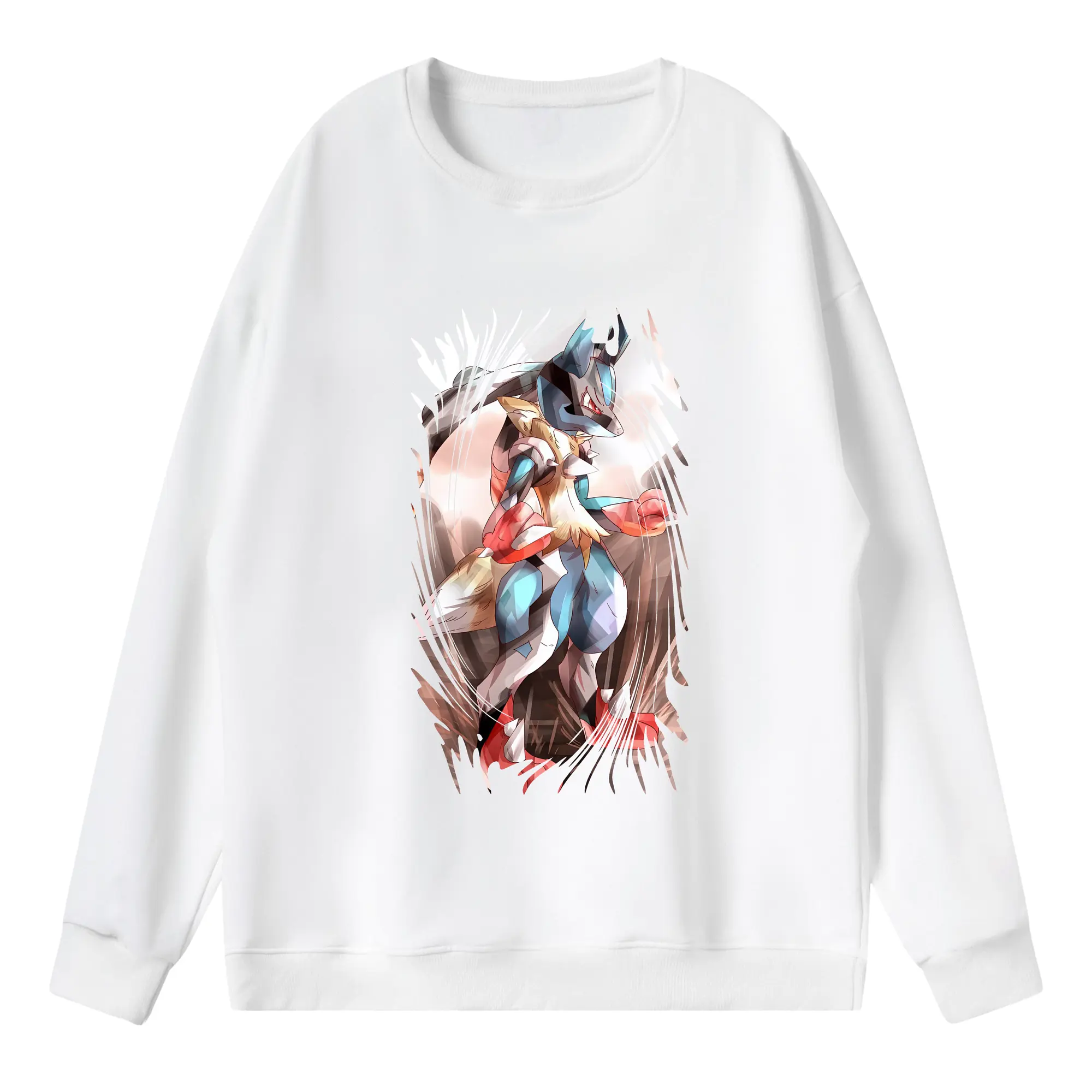 ポケモン グッズ,ルカリオ - 薄手 クルーネック スウェット 裏毛260g · ポリエステル 春秋向け カジュアル 男女兼用 · トレーナー デイリー スポーツ 散歩に最適