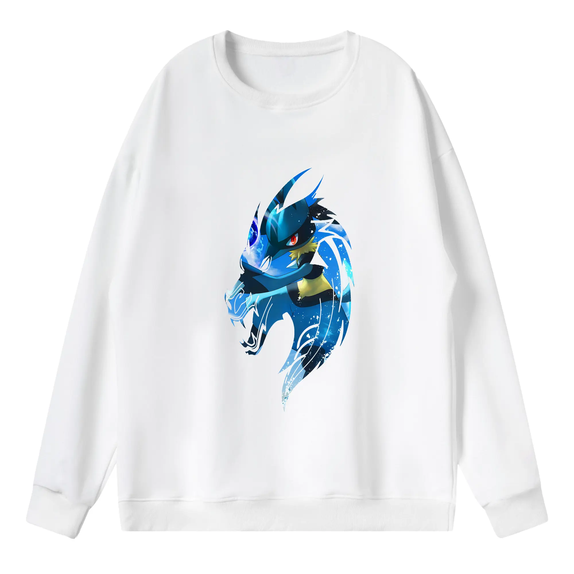 ポケモン グッズ,ルカリオ - 薄手 クルーネック スウェット 裏毛260g · ポリエステル 春秋向け カジュアル 男女兼用 · トレーナー デイリー スポーツ 散歩に最適