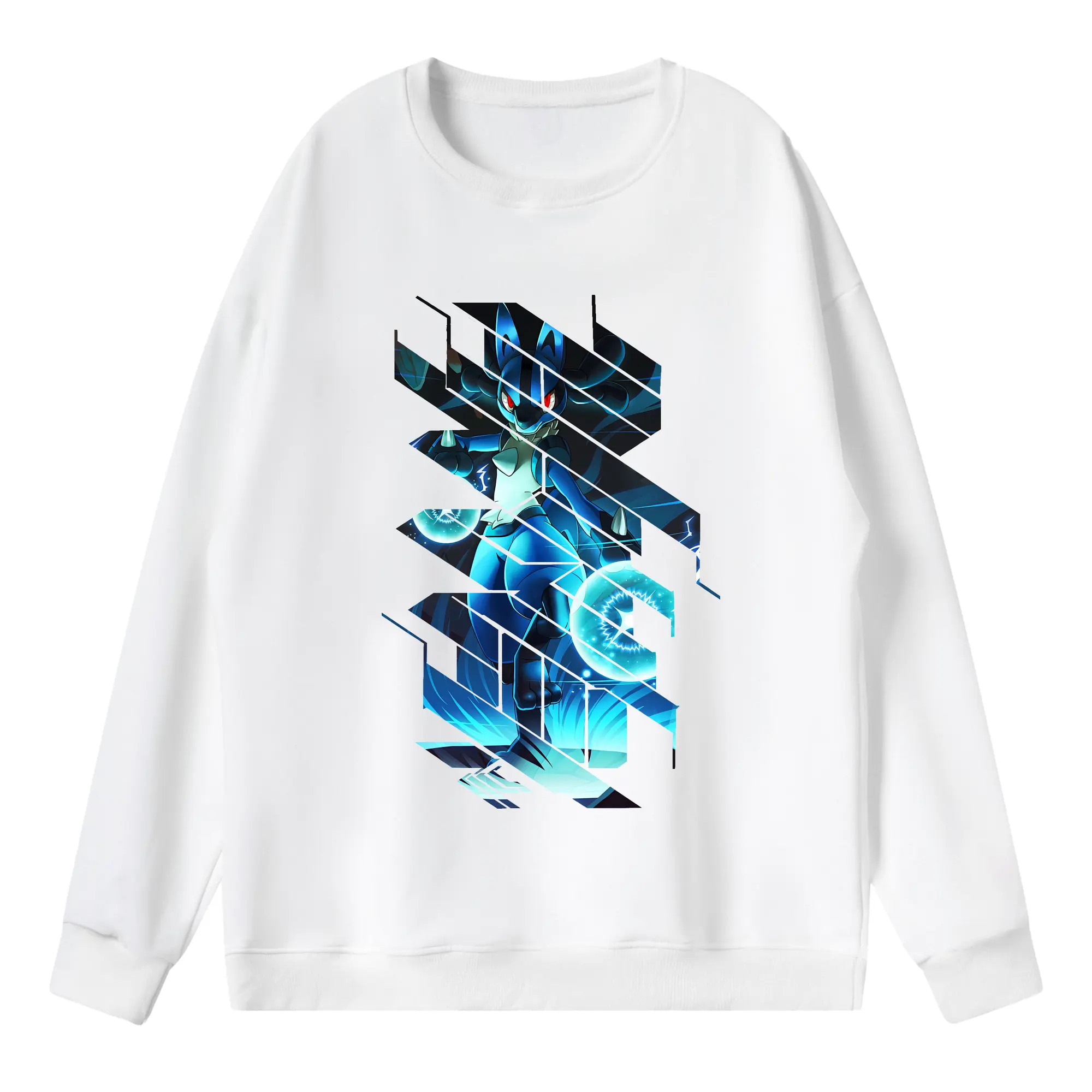 ポケモン グッズ,ルカリオ - 薄手 クルーネック スウェット 裏毛260g · ポリエステル 春秋向け カジュアル 男女兼用 · トレーナー デイリー スポーツ 散歩に最適