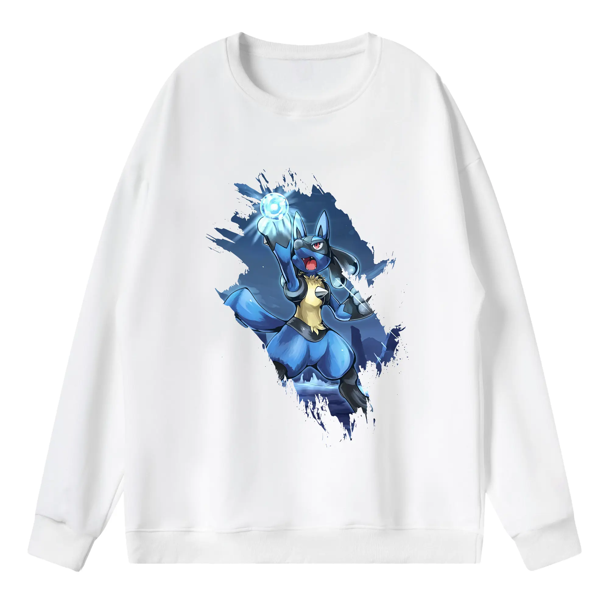 ポケモン グッズ,ルカリオ - 薄手 クルーネック スウェット 裏毛260g · ポリエステル 春秋向け カジュアル 男女兼用 · トレーナー デイリー スポーツ 散歩に最適