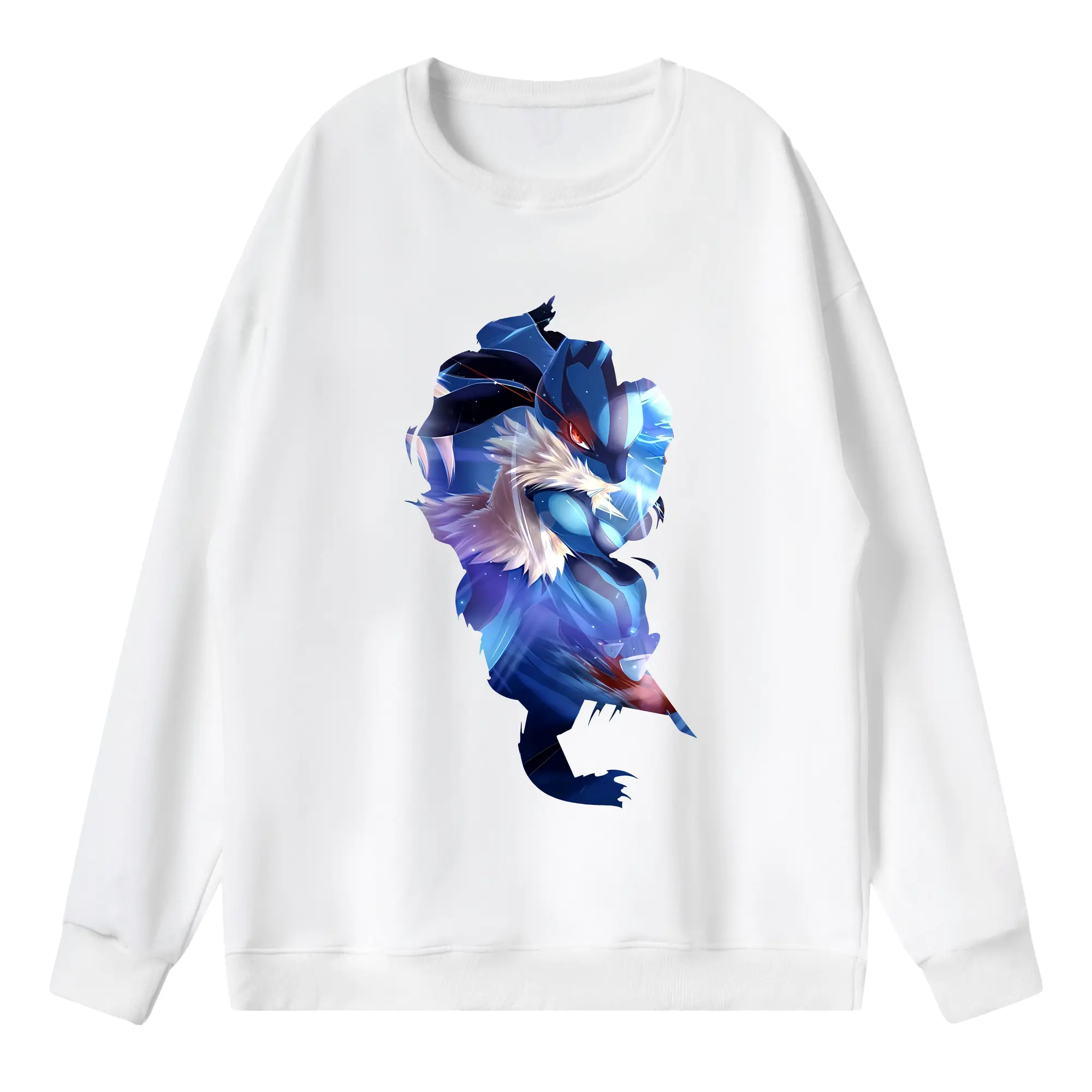 ポケモン グッズ,ルカリオ - 薄手 クルーネック スウェット 裏毛260g · ポリエステル 春秋向け カジュアル 男女兼用 · トレーナー デイリー スポーツ 散歩に最適