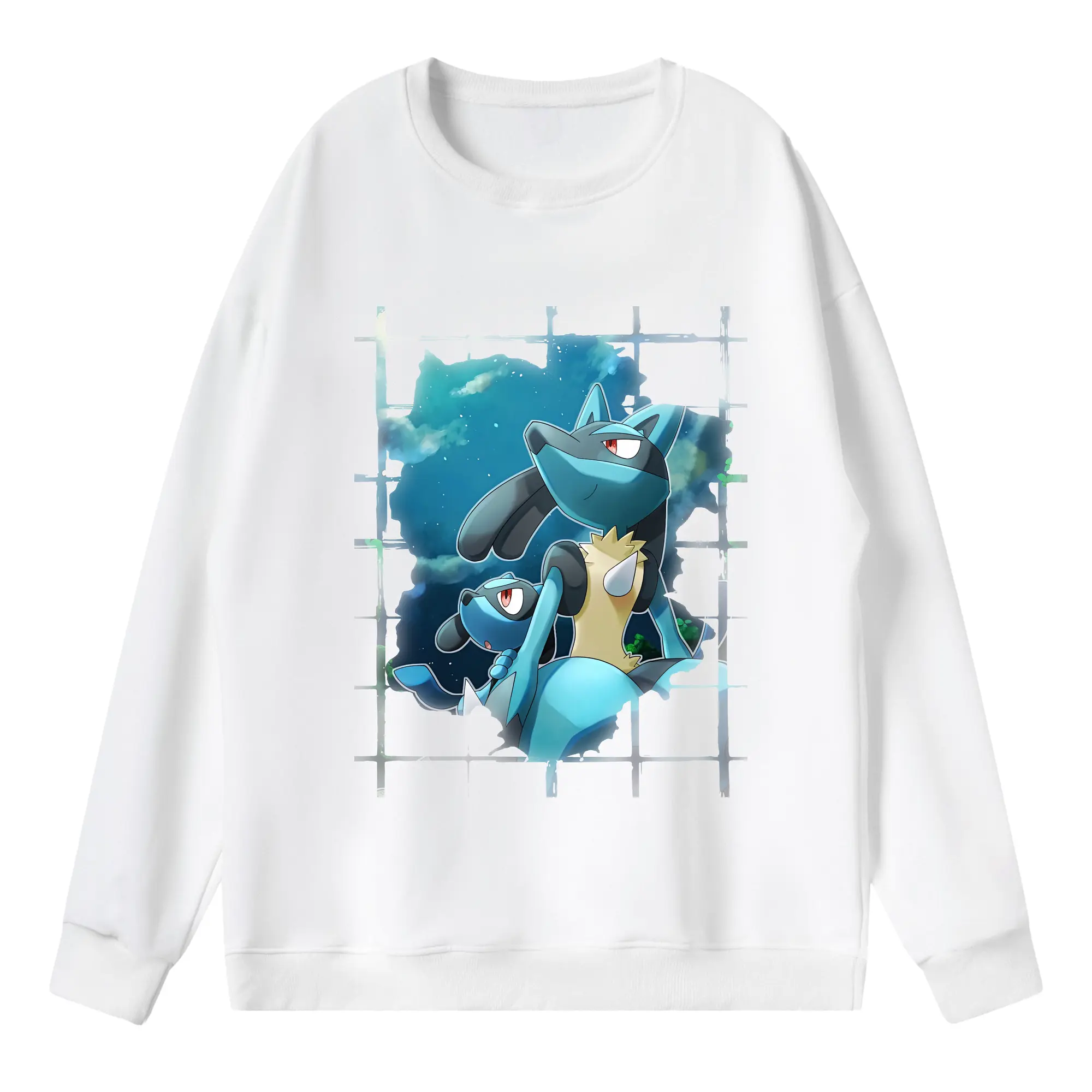 ポケモン グッズ,ルカリオ - 薄手 クルーネック スウェット 裏毛260g · ポリエステル 春秋向け カジュアル 男女兼用 · トレーナー デイリー スポーツ 散歩に最適