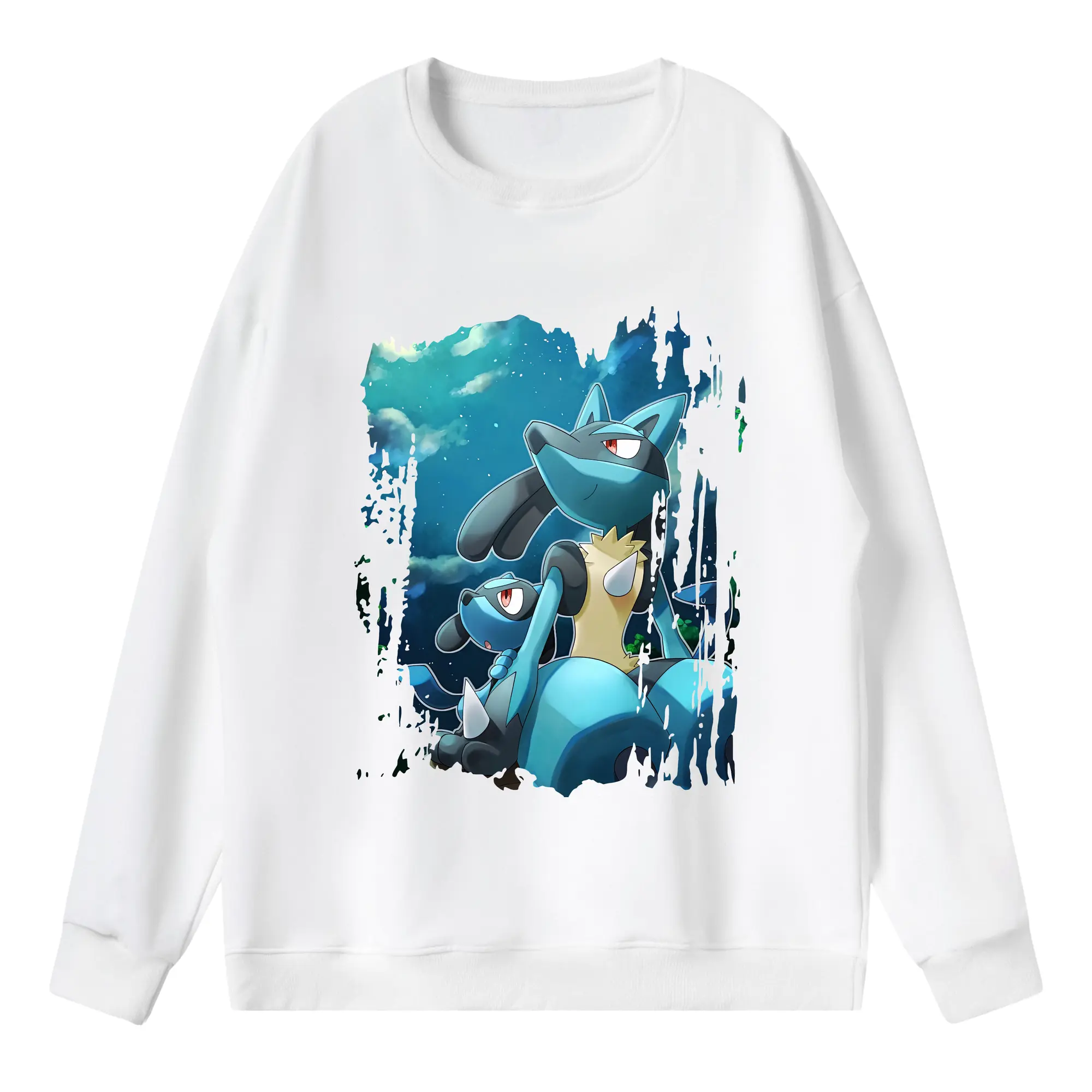 ポケモン グッズ,ルカリオ - 薄手 クルーネック スウェット 裏毛260g · ポリエステル 春秋向け カジュアル 男女兼用 · トレーナー デイリー スポーツ 散歩に最適