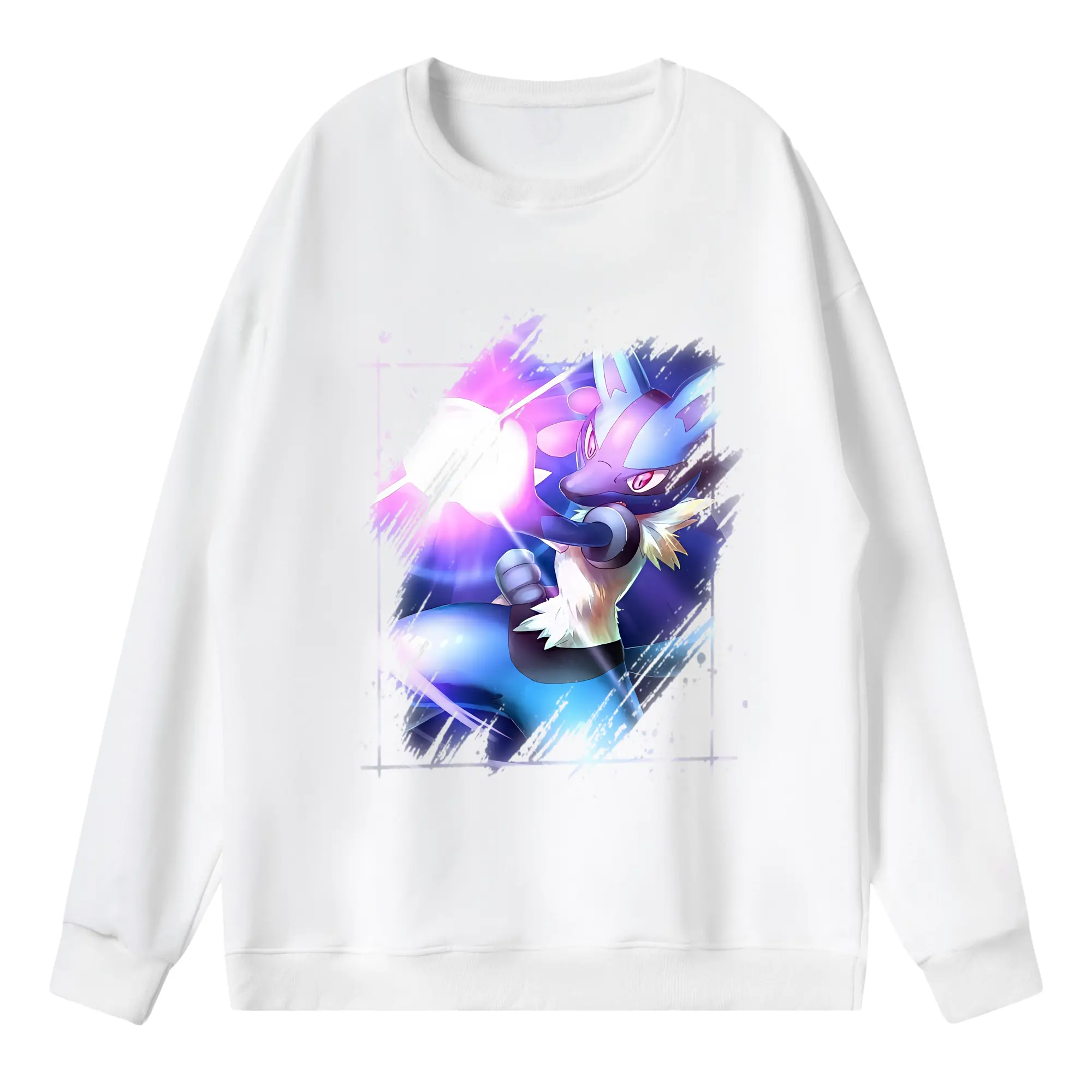 ポケモン グッズ,ルカリオ - 薄手 クルーネック スウェット 裏毛260g · ポリエステル 春秋向け カジュアル 男女兼用 · トレーナー デイリー スポーツ 散歩に最適