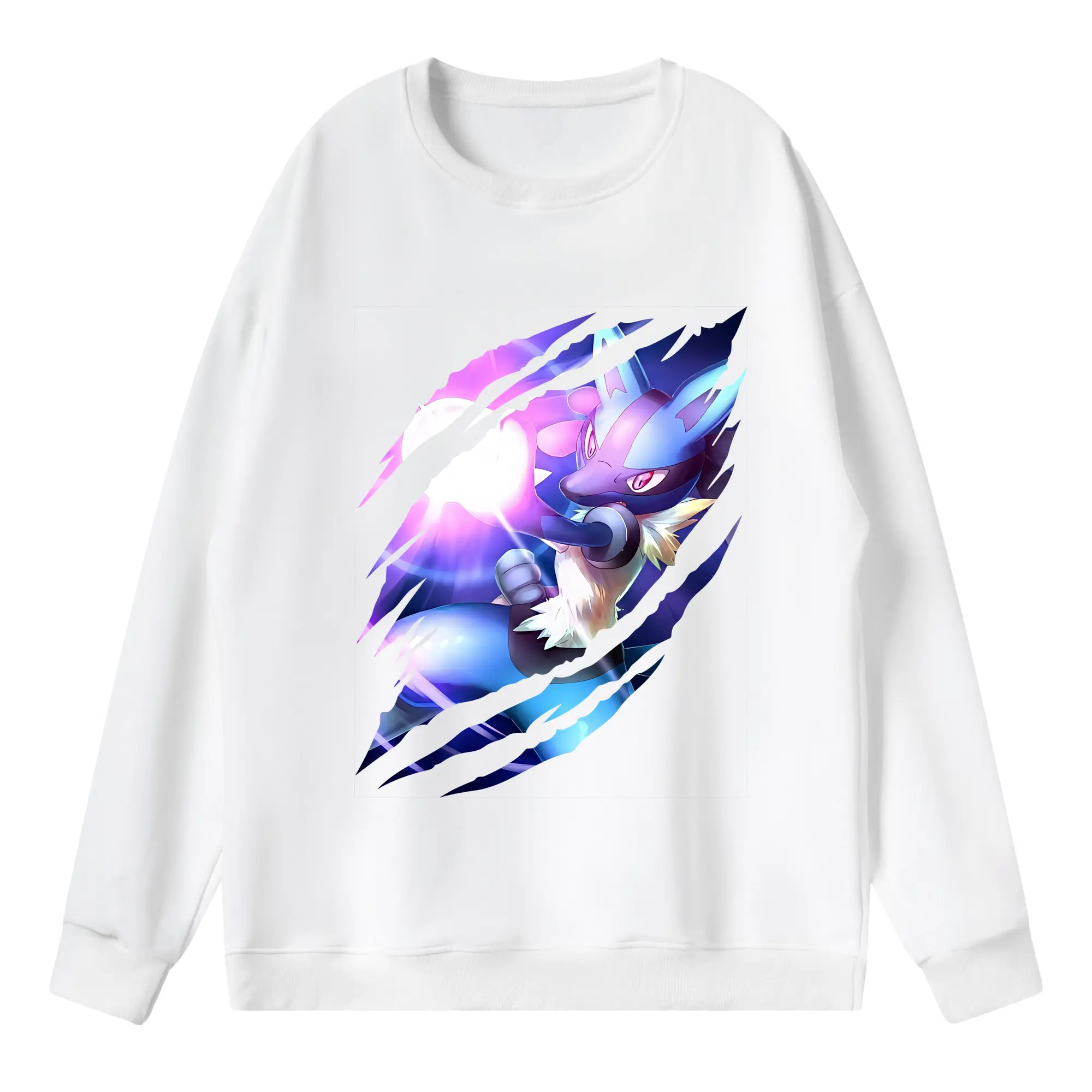 ポケモン グッズ,ルカリオ - 薄手 クルーネック スウェット 裏毛260g · ポリエステル 春秋向け カジュアル 男女兼用 · トレーナー デイリー スポーツ 散歩に最適