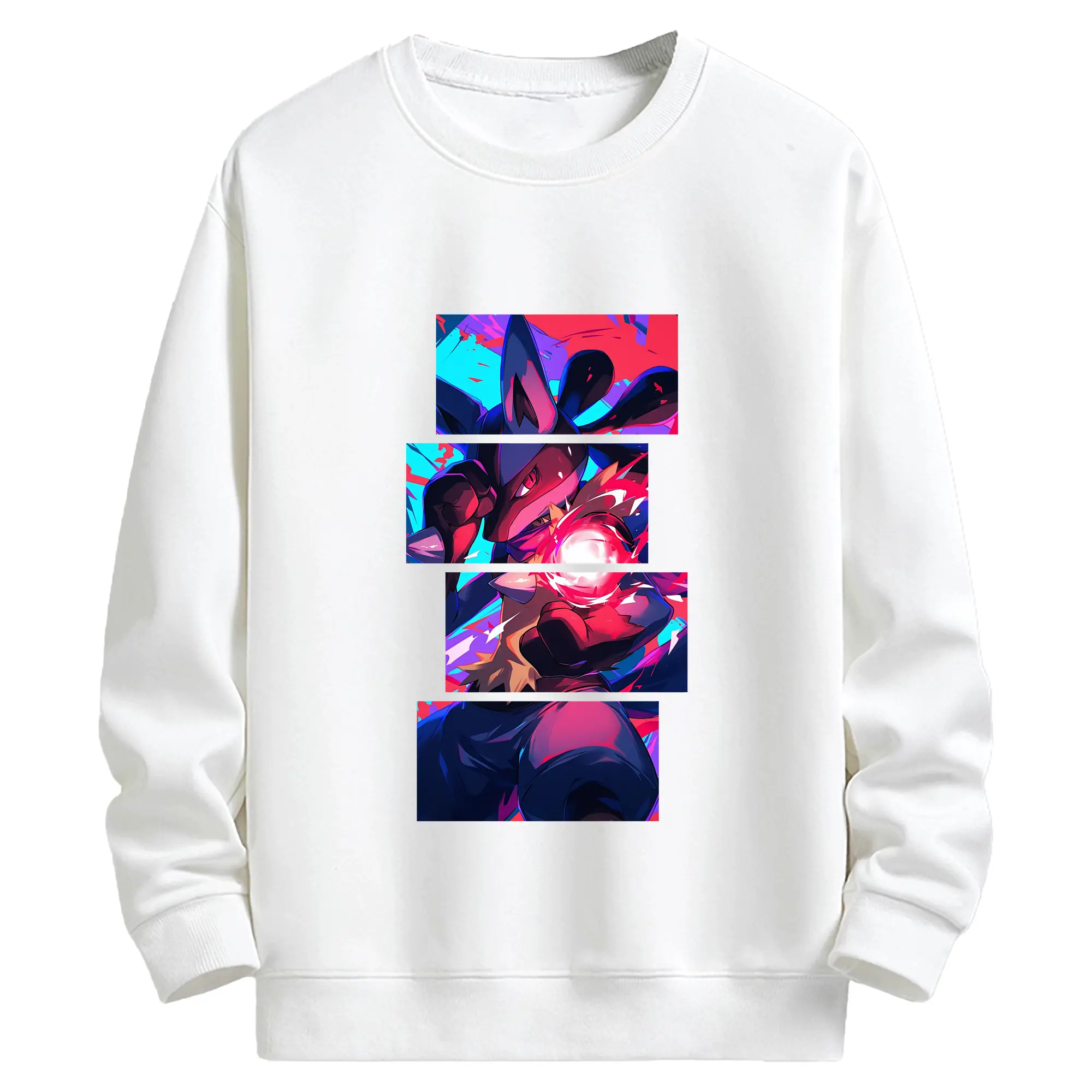 ポケモン グッズ,ルカリオ - キッズ クルーネックスウェットシャツ ・ フロントプリント ・ 綿80％ ポリエステル20％ ・ 快適 通学 スポーツ 日常使い お散歩用