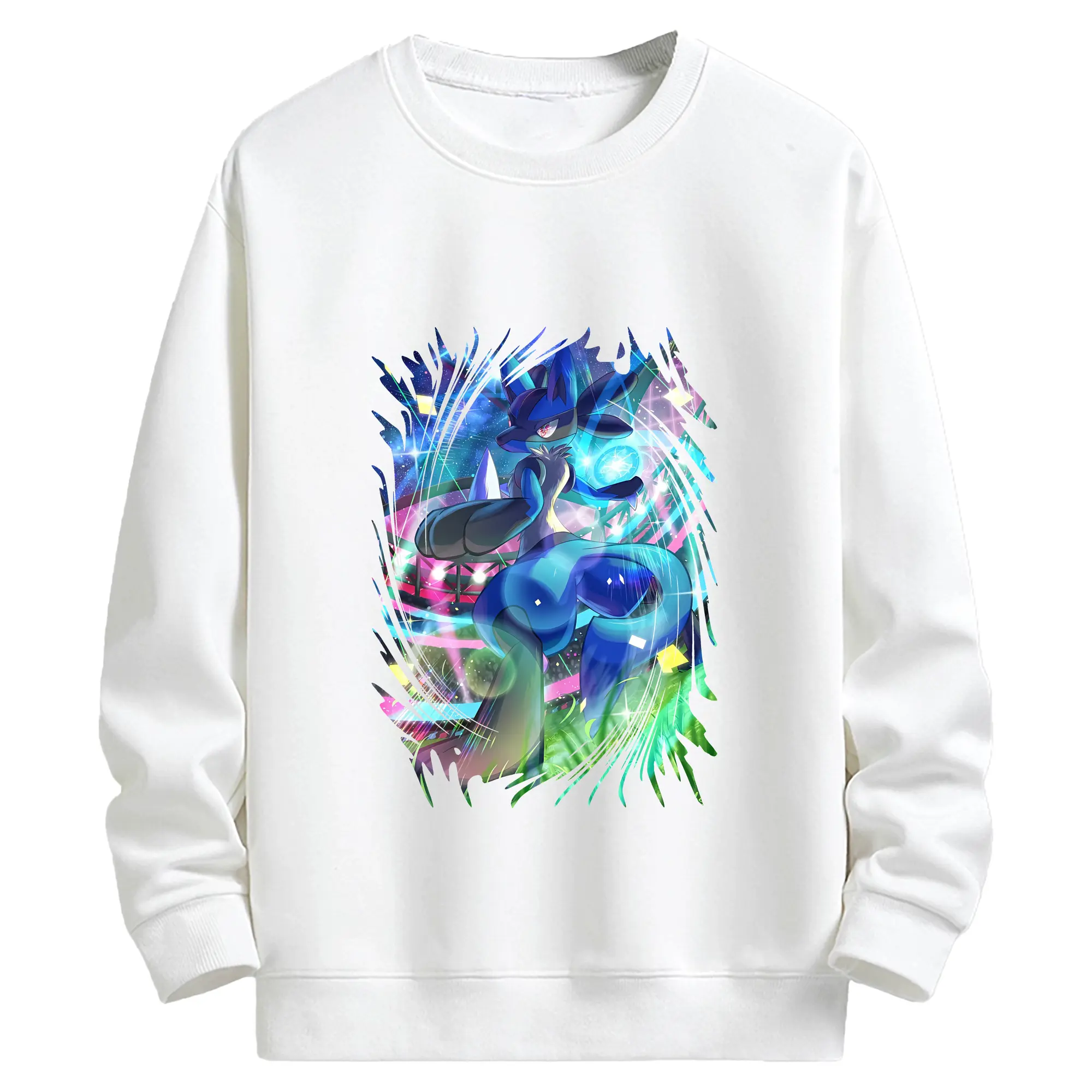 ポケモン グッズ,ルカリオ - キッズ クルーネックスウェットシャツ ・ フロントプリント ・ 綿80％ ポリエステル20％ ・ 快適 通学 スポーツ 日常使い お散歩用