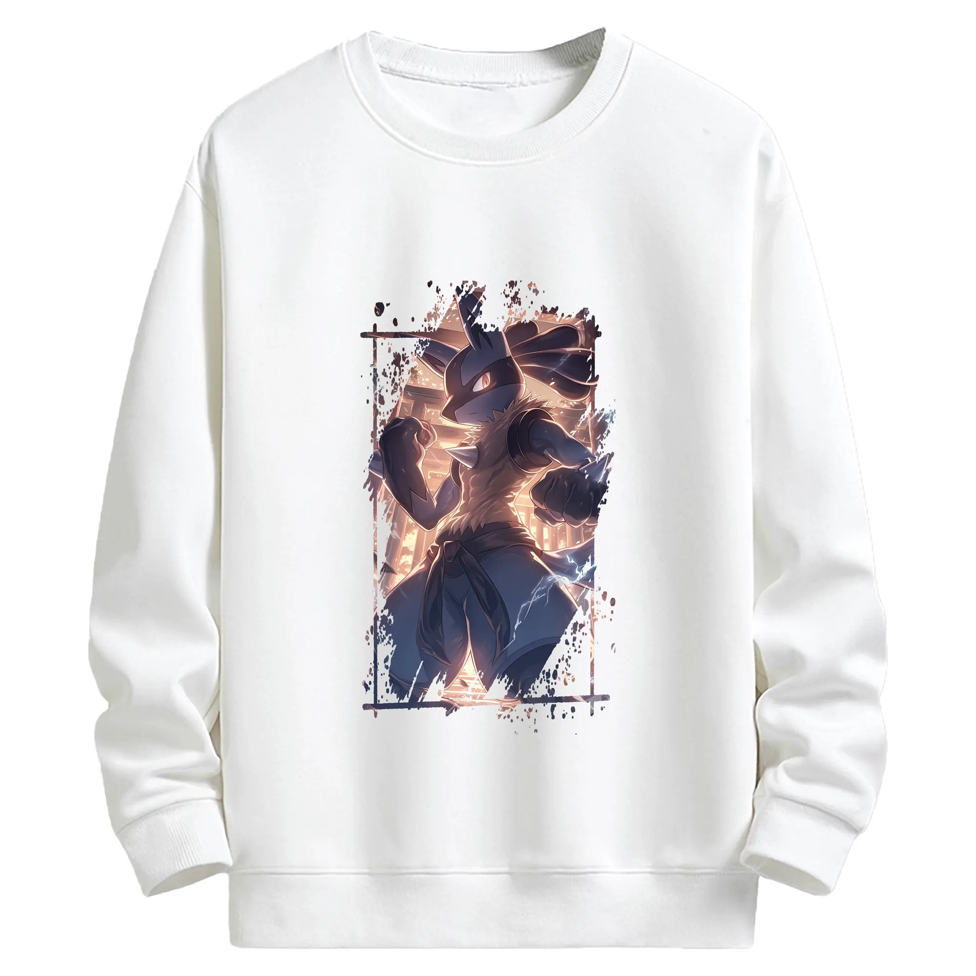 ポケモン グッズ,ルカリオ - キッズ クルーネックスウェットシャツ ・ フロントプリント ・ 綿80％ ポリエステル20％ ・ 快適 通学 スポーツ 日常使い お散歩用