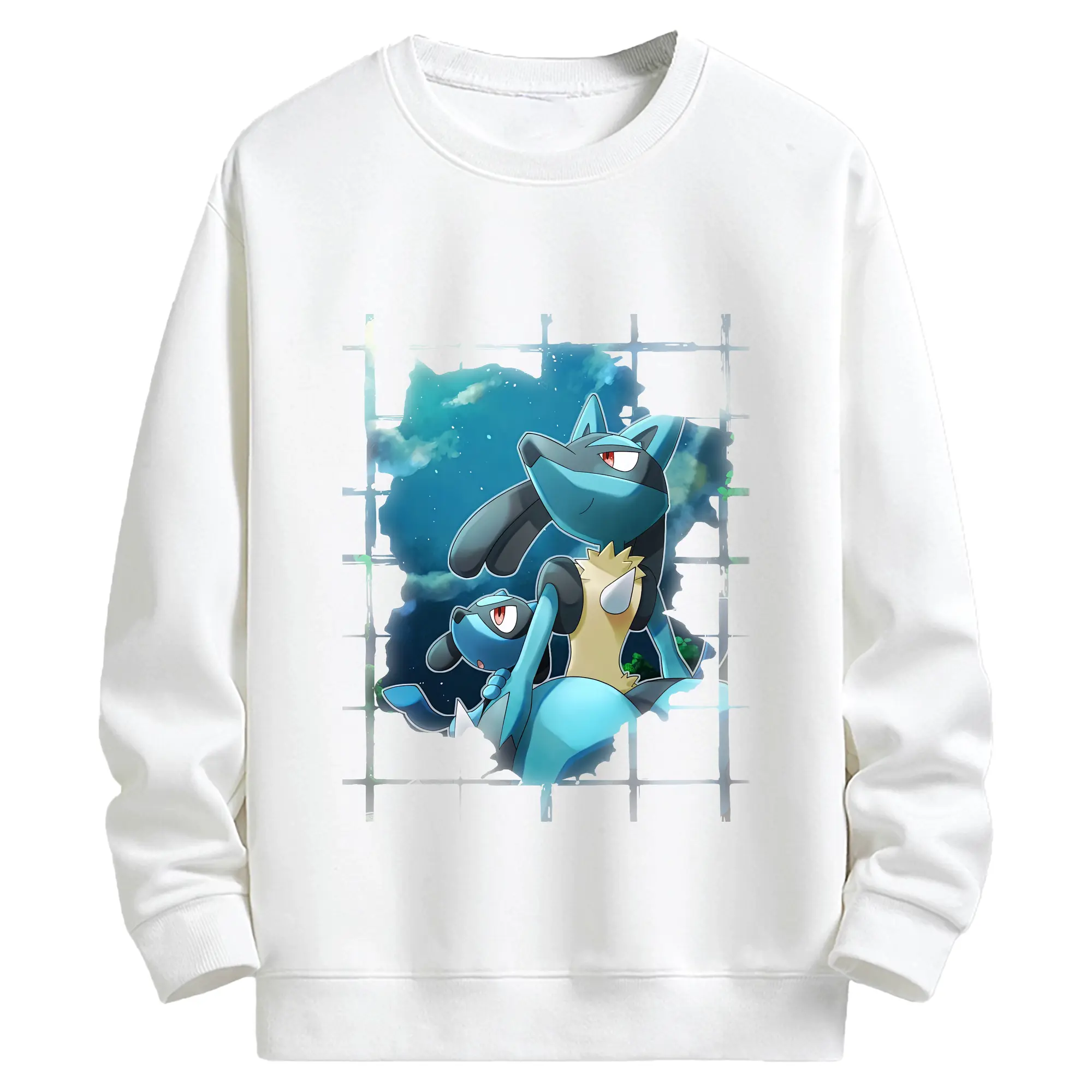 ポケモン グッズ,ルカリオ - キッズ クルーネックスウェットシャツ ・ フロントプリント ・ 綿80％ ポリエステル20％ ・ 快適 通学 スポーツ 日常使い お散歩用