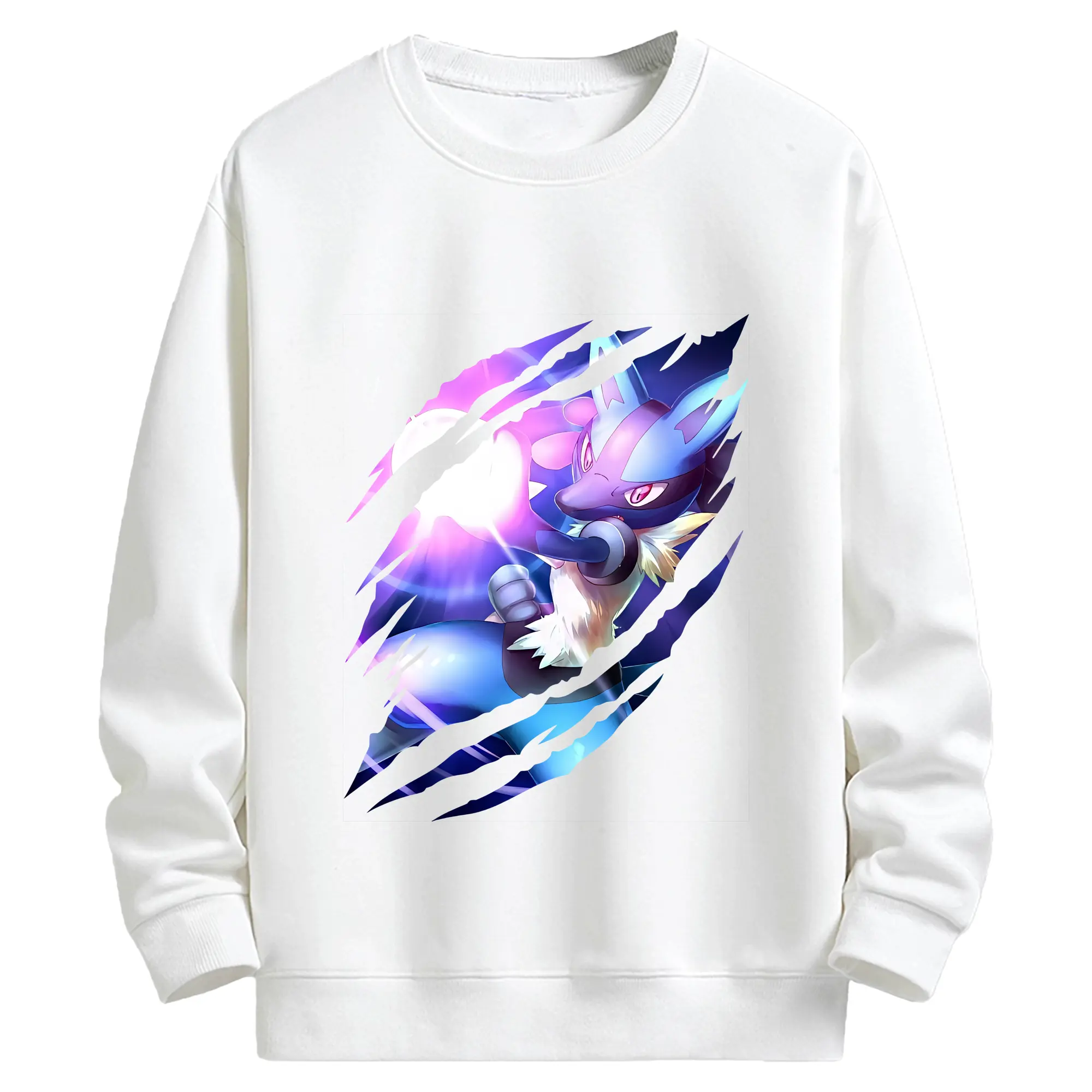 ポケモン グッズ,ルカリオ - キッズ クルーネックスウェットシャツ ・ フロントプリント ・ 綿80％ ポリエステル20％ ・ 快適 通学 スポーツ 日常使い お散歩用