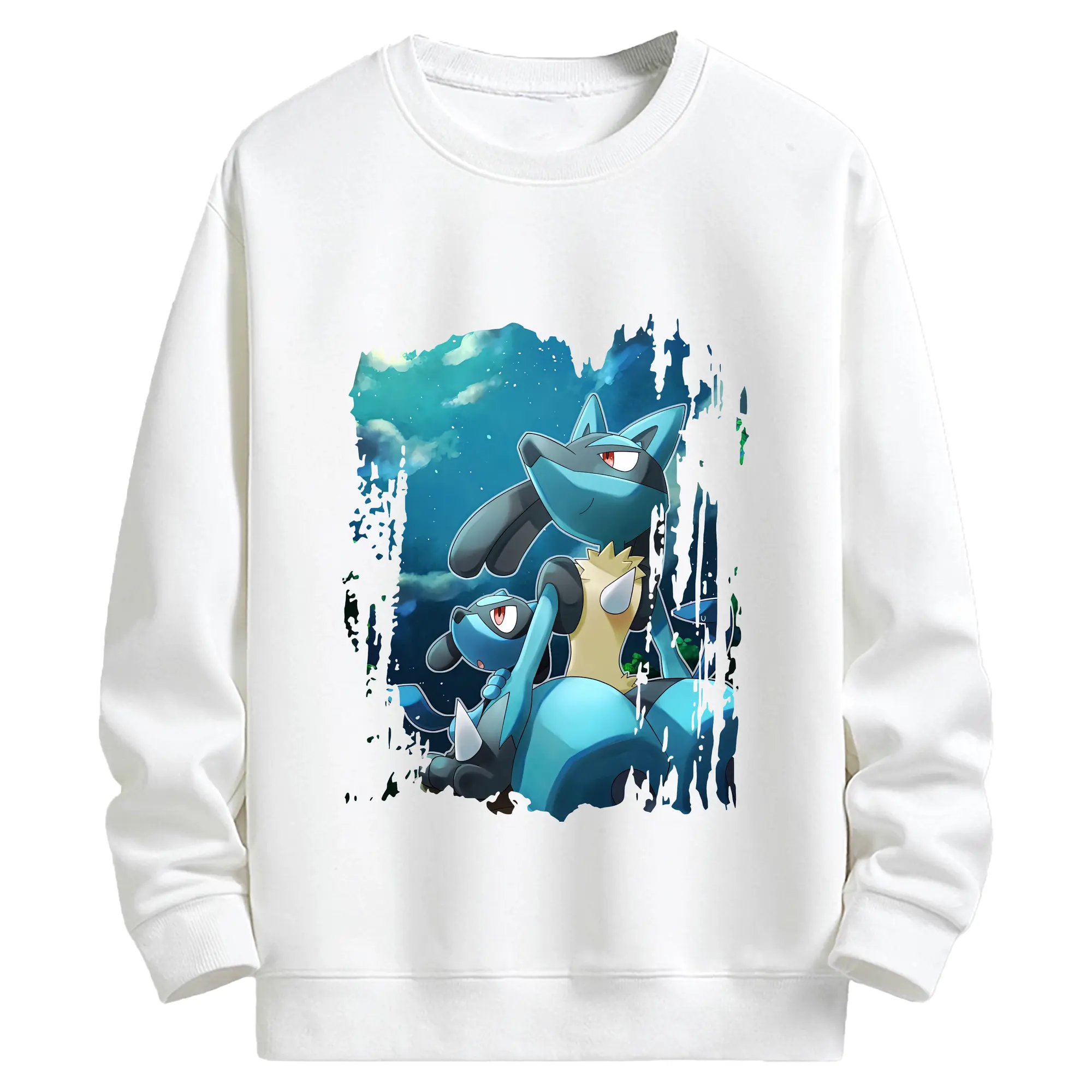 ポケモン グッズ,ルカリオ - キッズ クルーネックスウェットシャツ ・ フロントプリント ・ 綿80％ ポリエステル20％ ・ 快適 通学 スポーツ 日常使い お散歩用