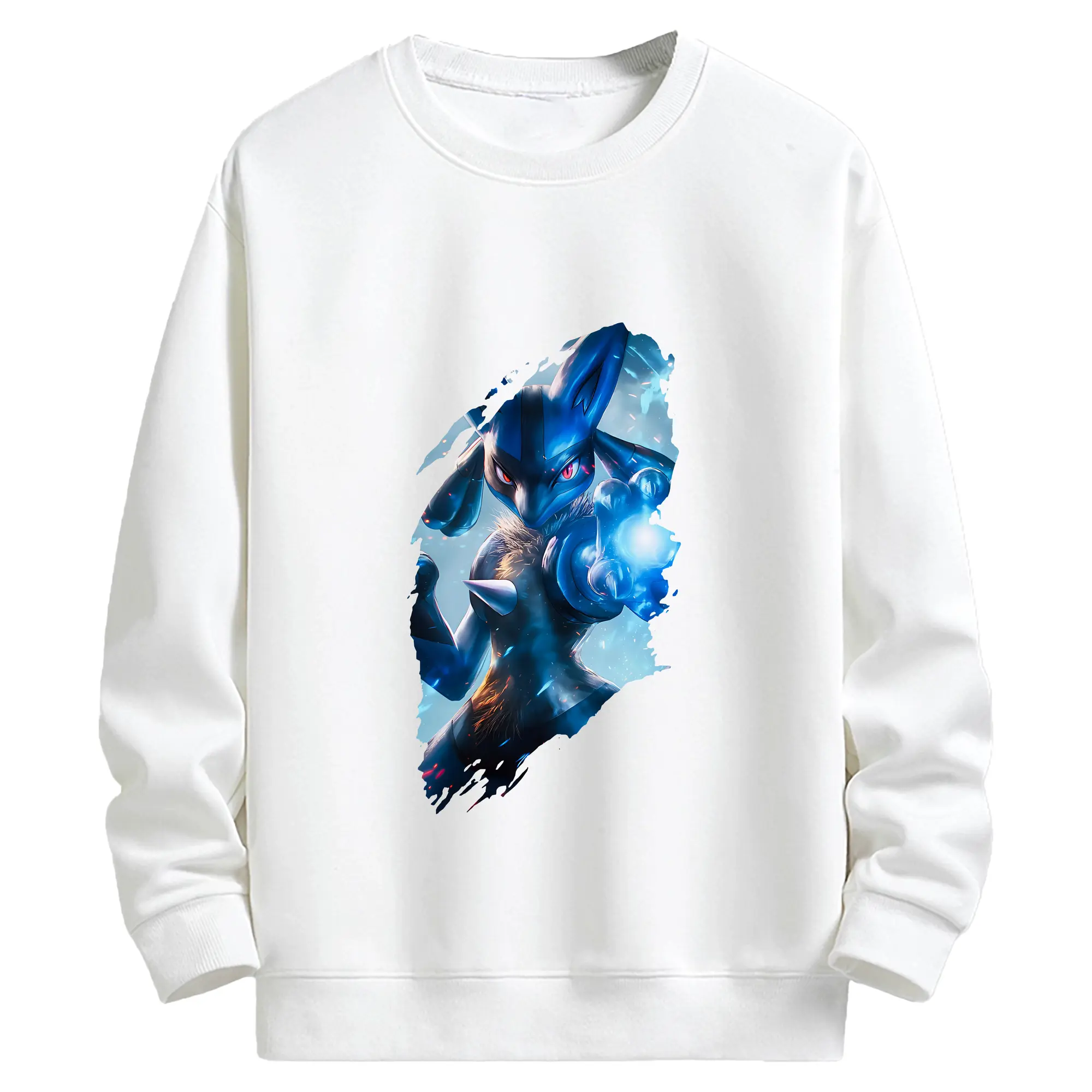 ポケモン グッズ,ルカリオ - キッズ クルーネックスウェットシャツ ・ フロントプリント ・ 綿80％ ポリエステル20％ ・ 快適 通学 スポーツ 日常使い お散歩用