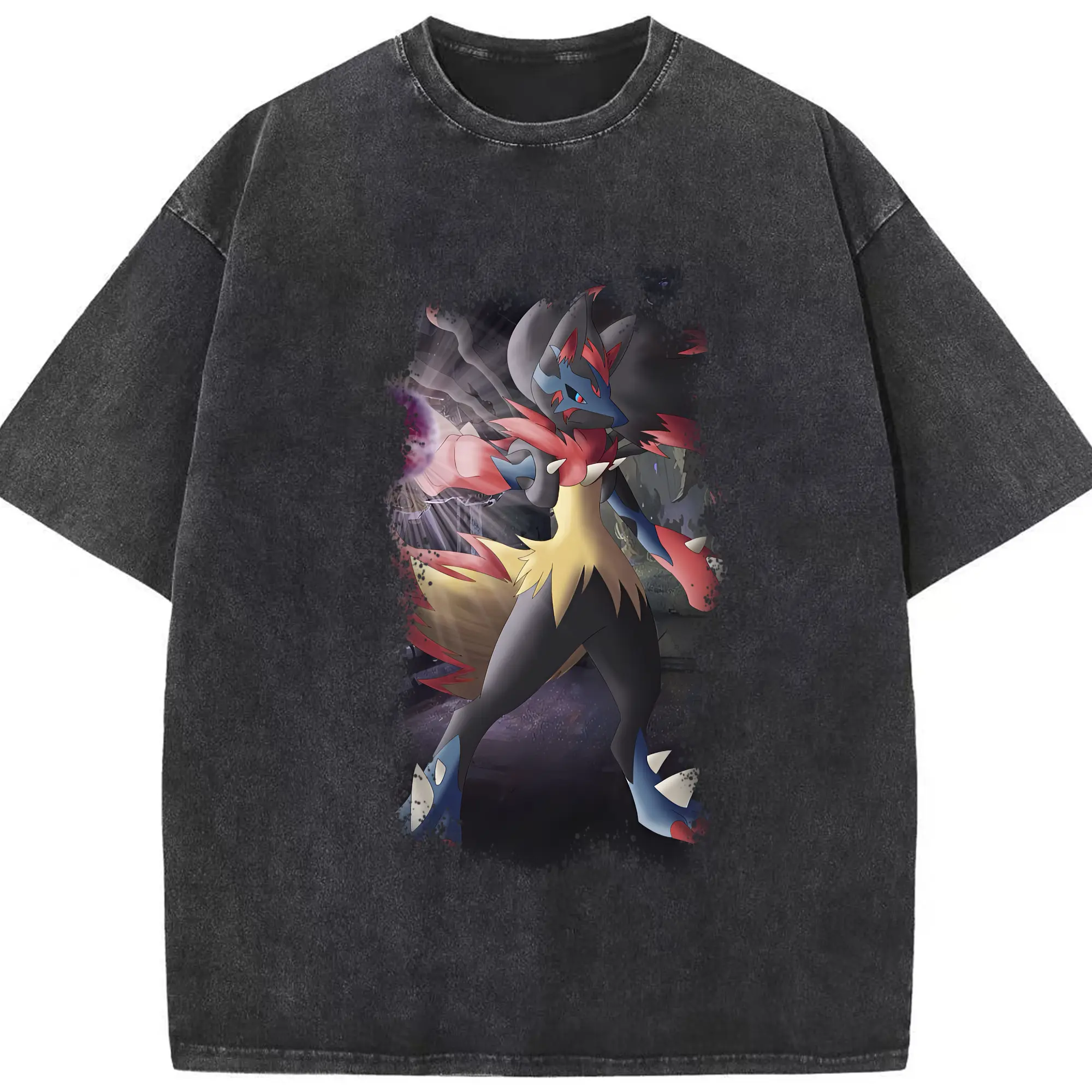 ポケモン グッズ,ルカリオ - 綿100％ ヴィンテージ風 半袖Tシャツ ・ フロントプリント ・ 柔らか肌触り ・ 通気性 快適 ・ スポーツ カジュアル 外出用