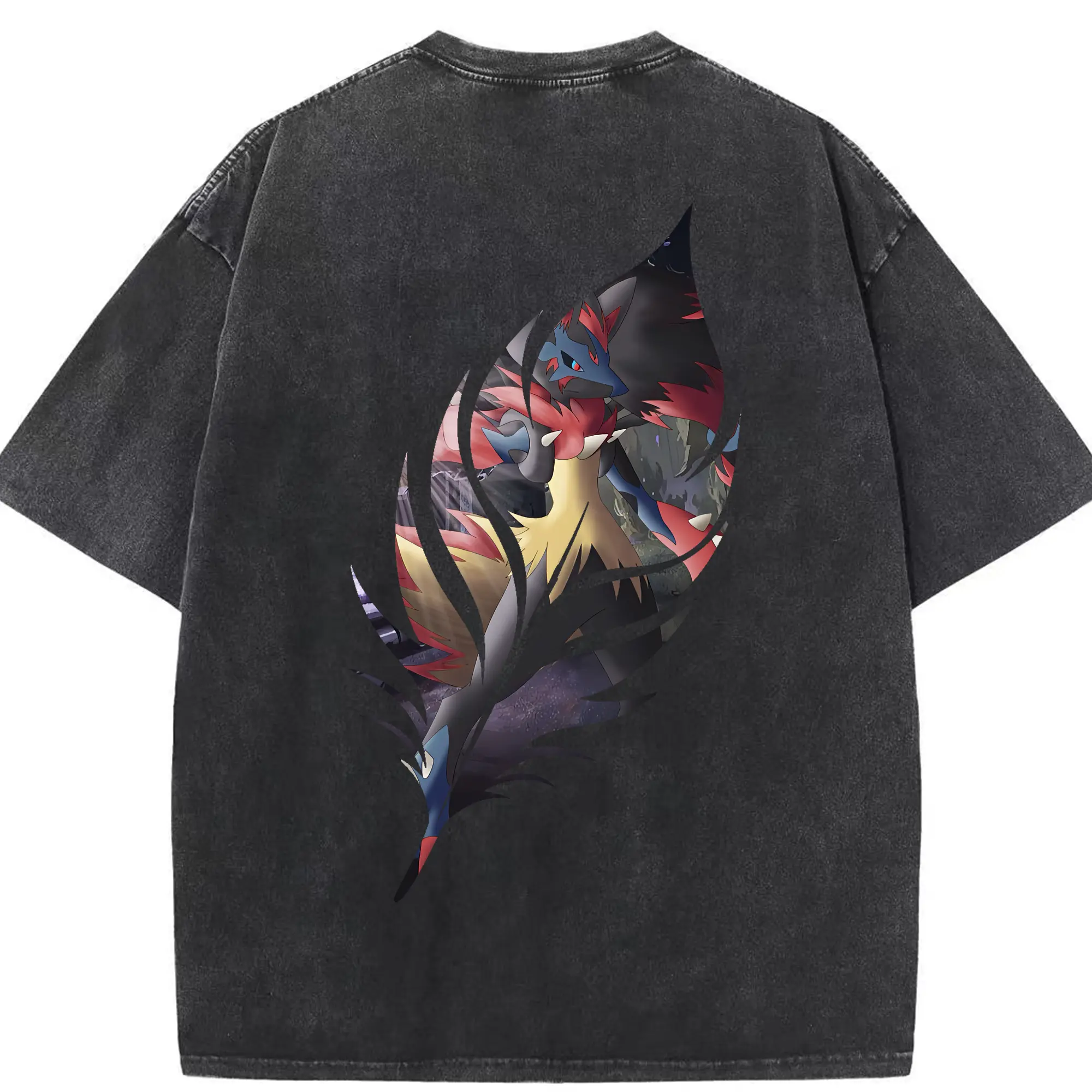 ポケモン グッズ,ルカリオ - 綿100％ ヴィンテージ風 半袖Tシャツ ・ 背面プリント ・ 柔らか肌触り ・ 通気性 快適 ・ スポーツ カジュアル 外出用