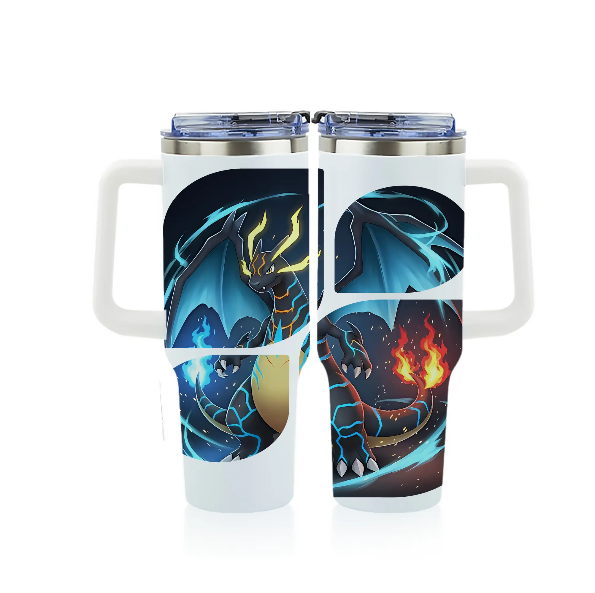 ポケモン グッズ,リザードン - 1200mL フルプリント車用タンブラー ・ 304ステンレス 内側 ・ 201ステンレス 外側 ・ 保温 保冷 ・ 通勤 ドライブ アウトドア用