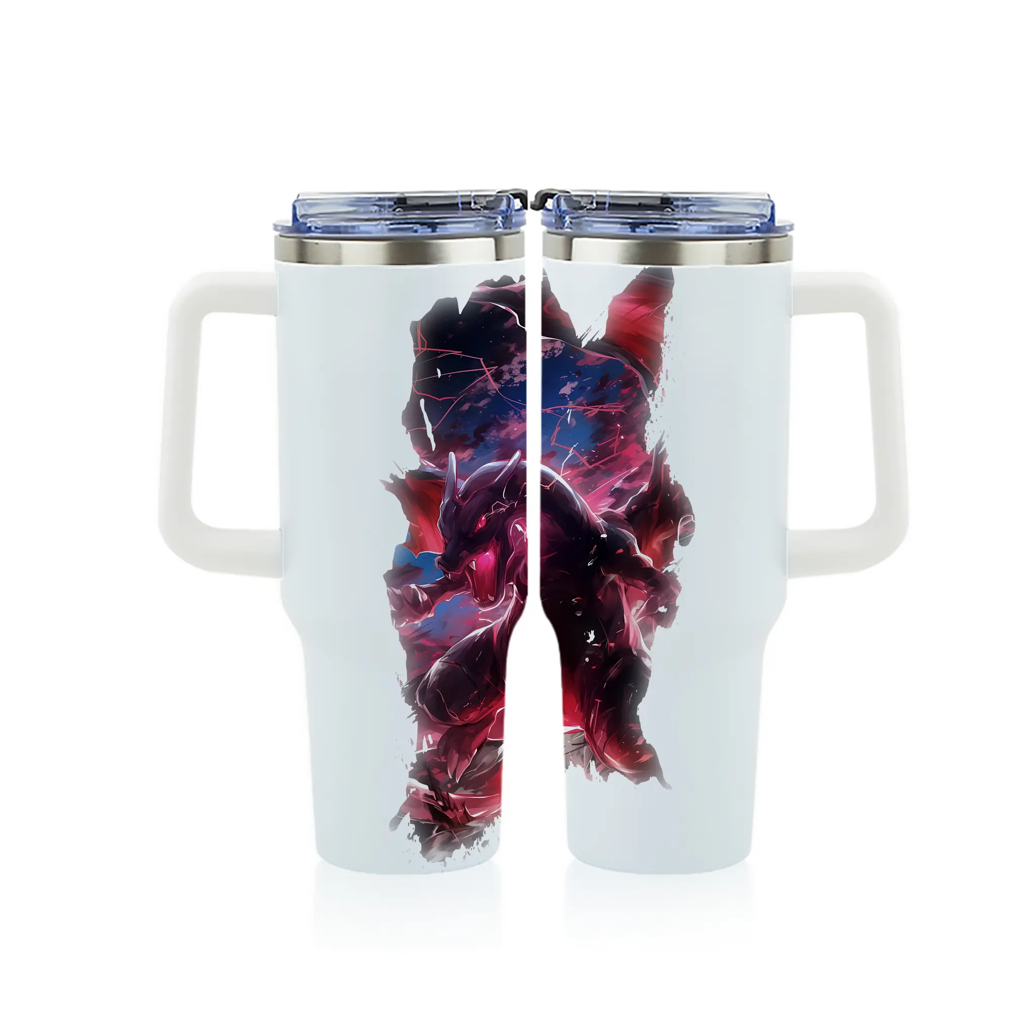 ポケモン グッズ,リザードン - 1200mL フルプリント車用タンブラー ・ 304ステンレス 内側 ・ 201ステンレス 外側 ・ 保温 保冷 ・ 通勤 ドライブ アウトドア用