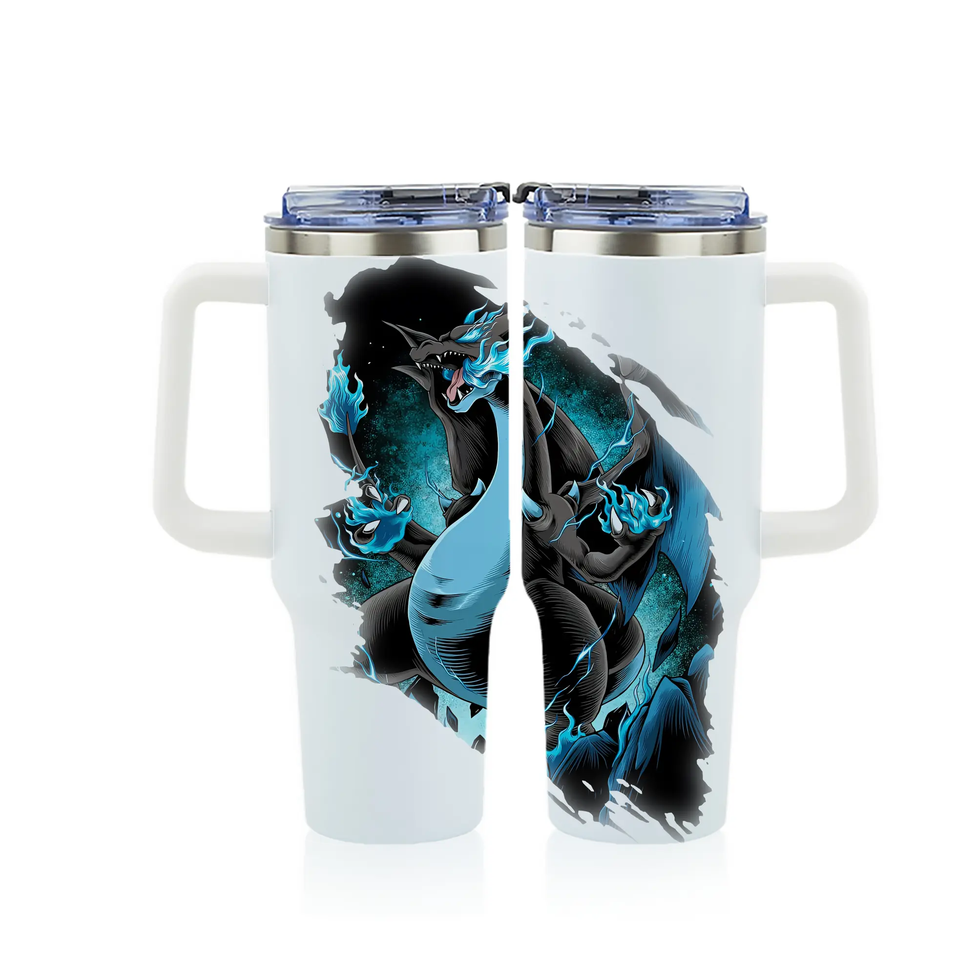 ポケモン グッズ,リザードン - 1200mL フルプリント車用タンブラー ・ 304ステンレス 内側 ・ 201ステンレス 外側 ・ 保温 保冷 ・ 通勤 ドライブ アウトドア用