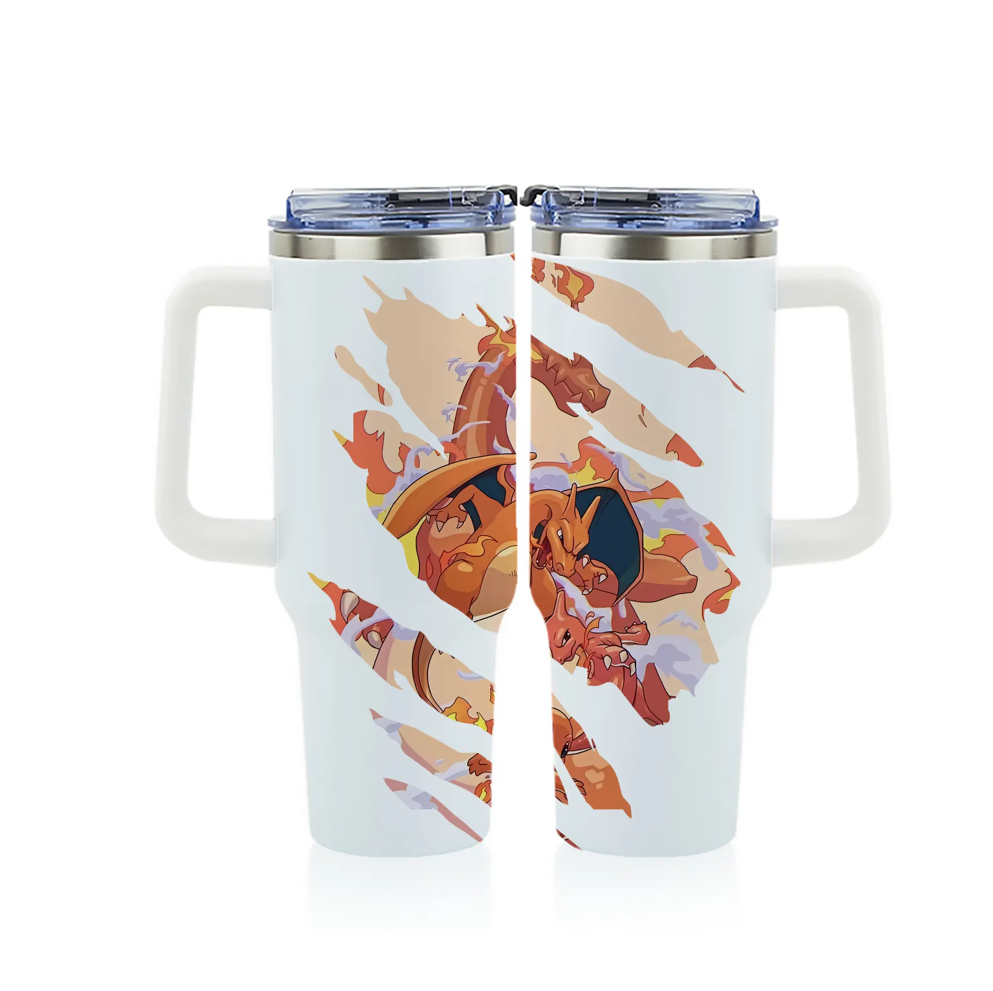 ポケモン グッズ,リザードン - 1200mL フルプリント車用タンブラー ・ 304ステンレス 内側 ・ 201ステンレス 外側 ・ 保温 保冷 ・ 通勤 ドライブ アウトドア用