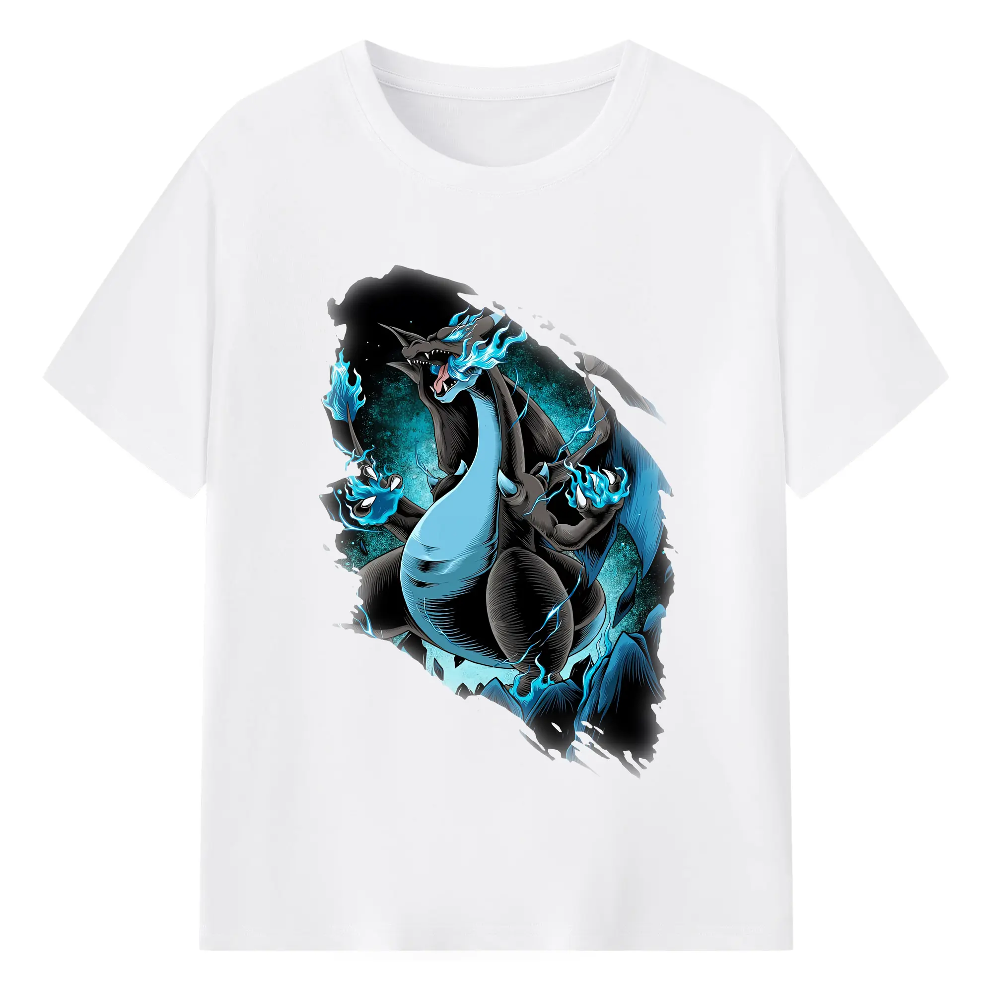 ポケモン グッズ,リザードン - 綿100％ 半袖Tシャツ ・ フロントプリント ・ 快適 通気性 ・ 日常使い 散歩 スポーツ用