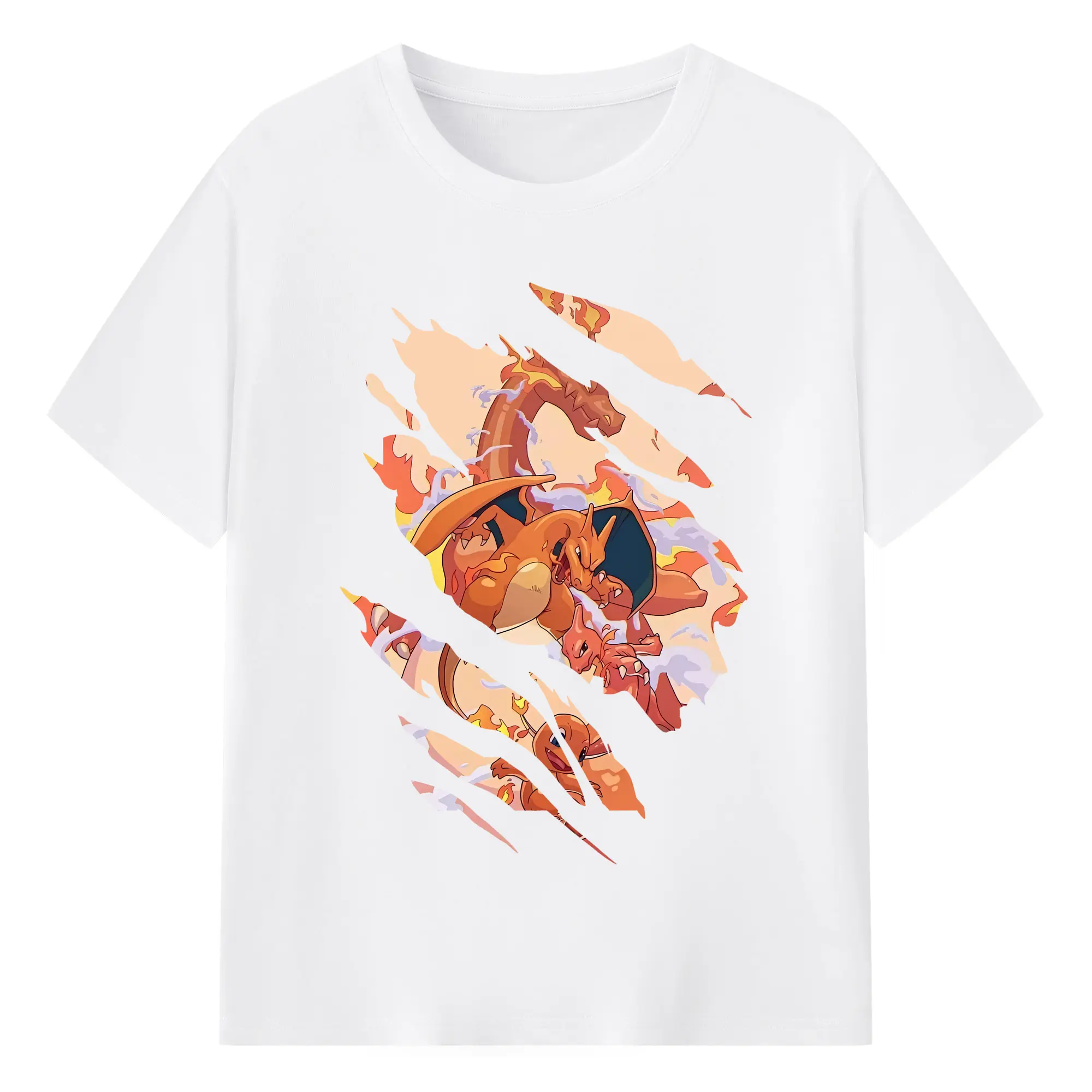 ポケモン グッズ,リザードン - 綿100％ 半袖Tシャツ ・ フロントプリント ・ 快適 通気性 ・ 日常使い 散歩 スポーツ用