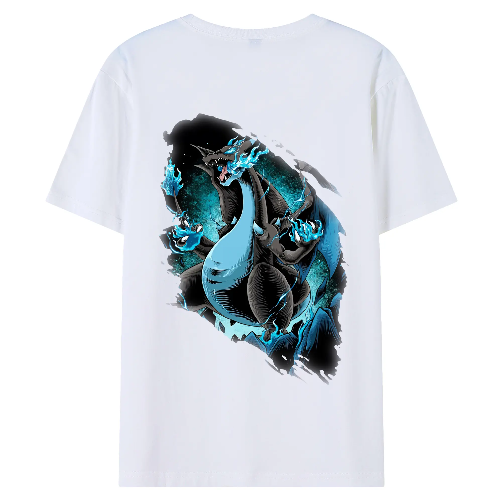 ポケモン グッズ,リザードン - 綿100％ 半袖Tシャツ ・ バックプリント ・ 快適 通気性 ・ 日常使い 散歩 スポーツ用