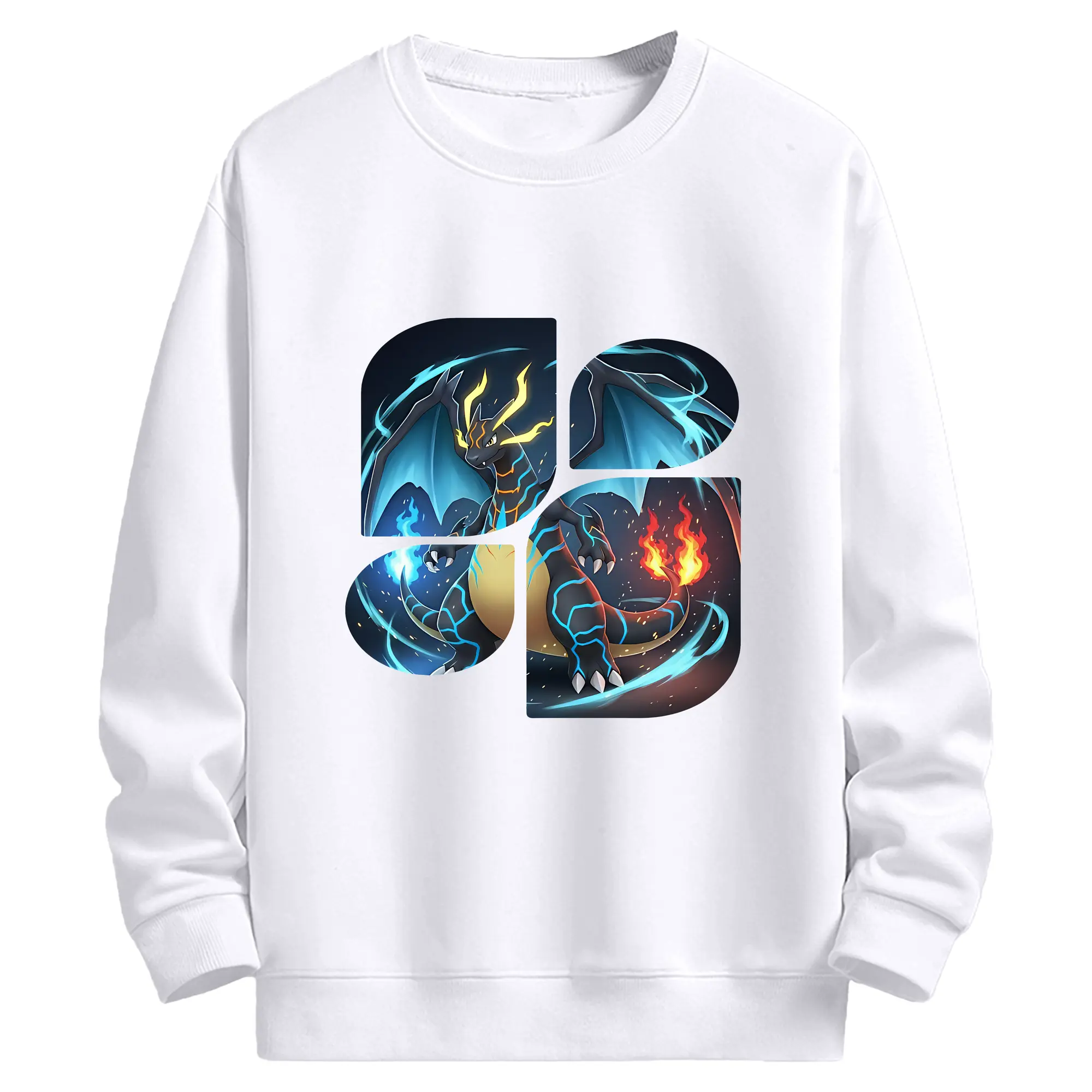 ポケモン グッズ,リザードン - 高品質 クルーネック スウェット ・ コットン59％ ポリエステル41％ ・ ユニセックス 長袖 トレーナー ・ カジュアル デイリー スポーツ 散歩用